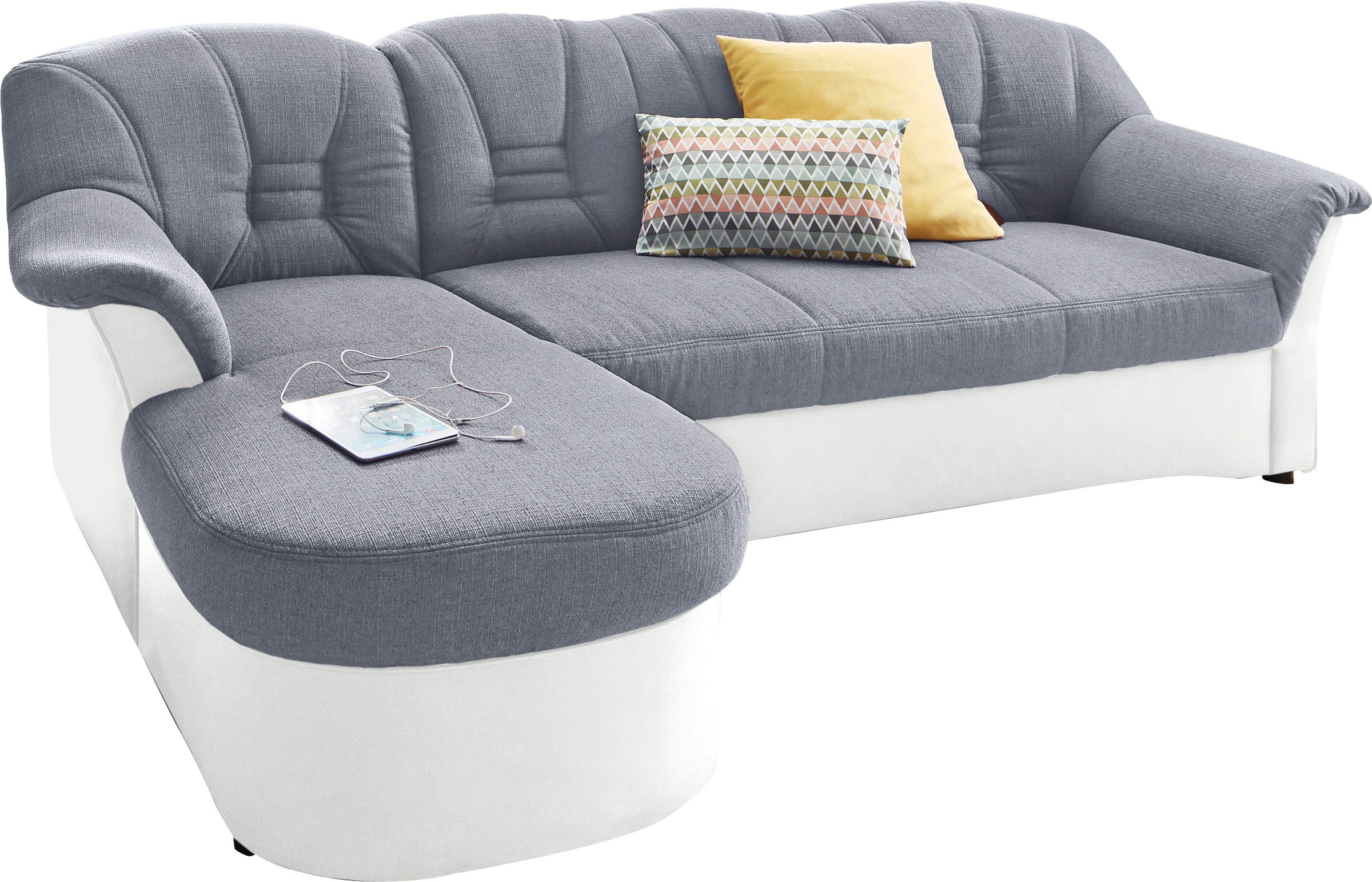 DOMO collection Ecksofa »Elva, zeitlose Formensprache, elegante Rückensteppung, L-Form«, wahlweise mit Bettfunktion und Federkern