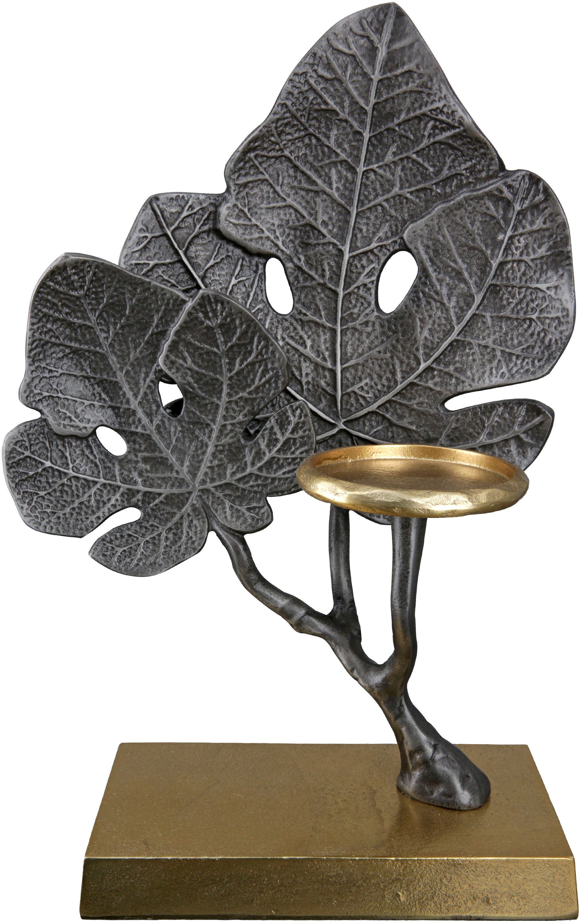 Image of GILDE Kerzenleuchter "Leaf" Kerzenhalter aus Aluminium, 1-flammig