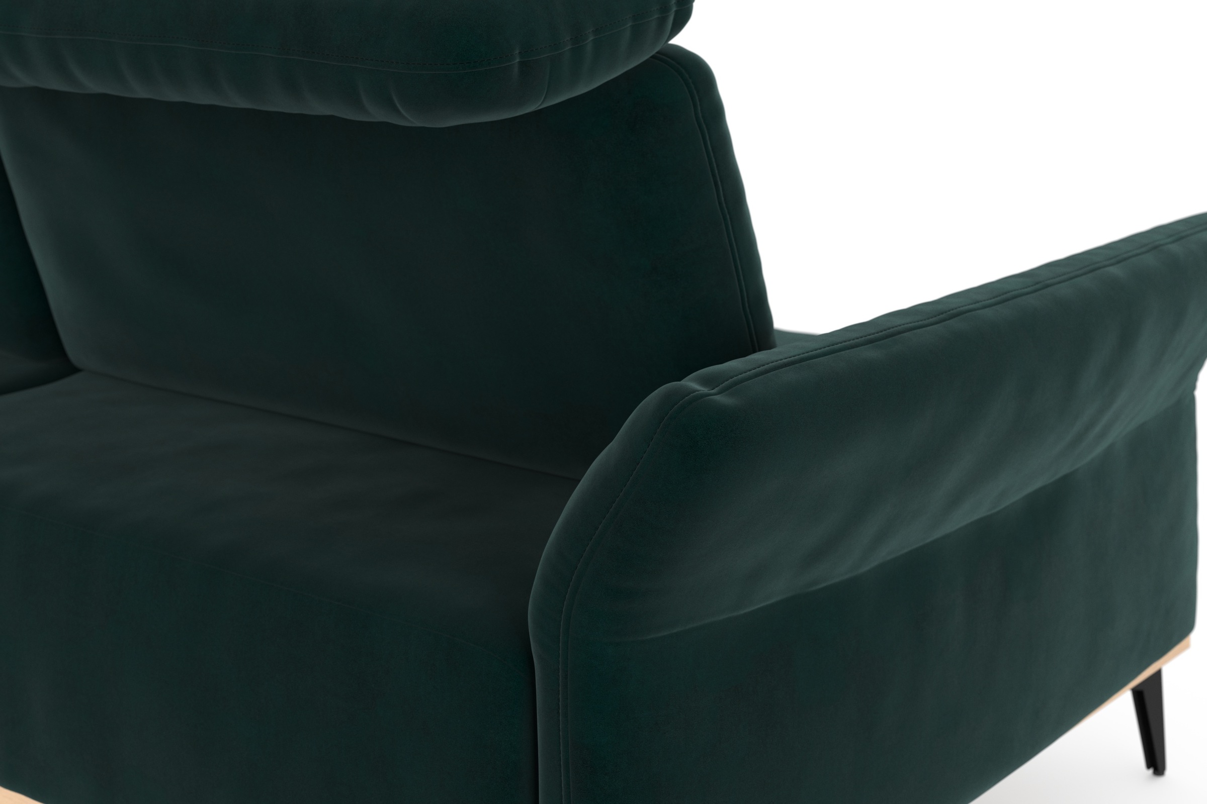 PLACES OF STYLE Ecksofa »Fjord L-Form« massiv, wahlweise mit Armlehnfunktion, Kopf- Sitztiefenverstellung