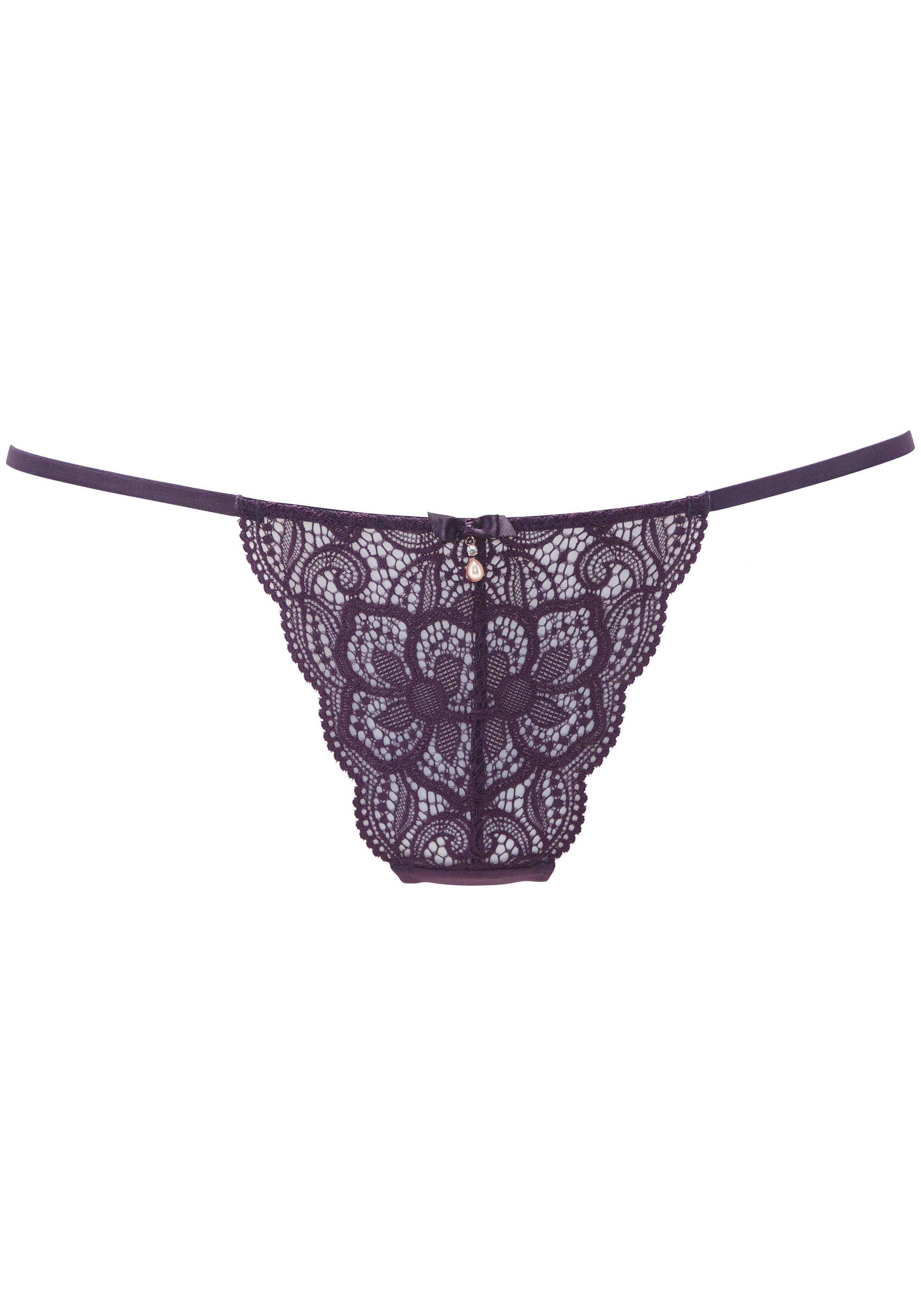 LASCANA String »Nikoletta«, aus floraler Spitze mit Accessoire in Perlenoptik