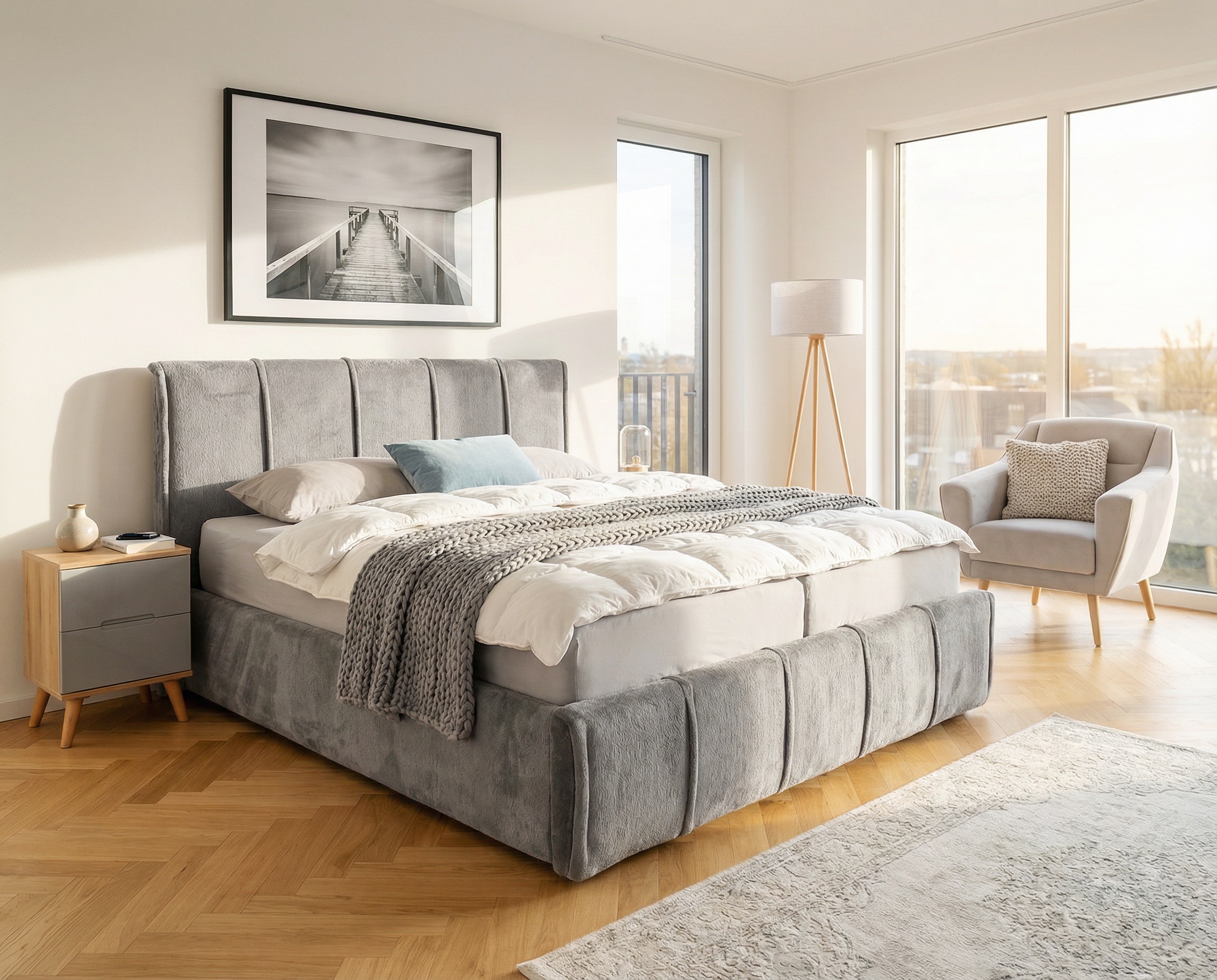 Image of GOODproduct Polsterbett "EVELLINA in der Grösse 180x200 cm, mit flauschigem Stoff bezogen" wahlweise mit Lattenrost und King-Matratze (28cm)
