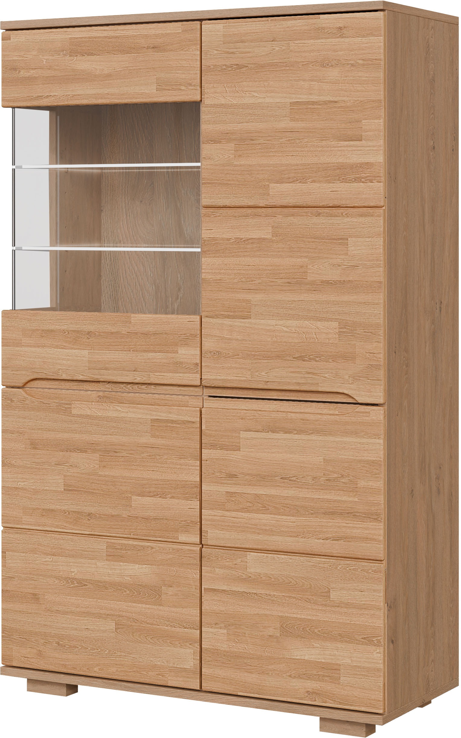 Image of GOODproduct Vitrine "VETRO: Fronten aus Massivholz, Korpus aus Melamin,Griffmulden" Eiche B/T/H:90/40/145,5cm,6Variable einlegeboden,10 Fächer,Glastür