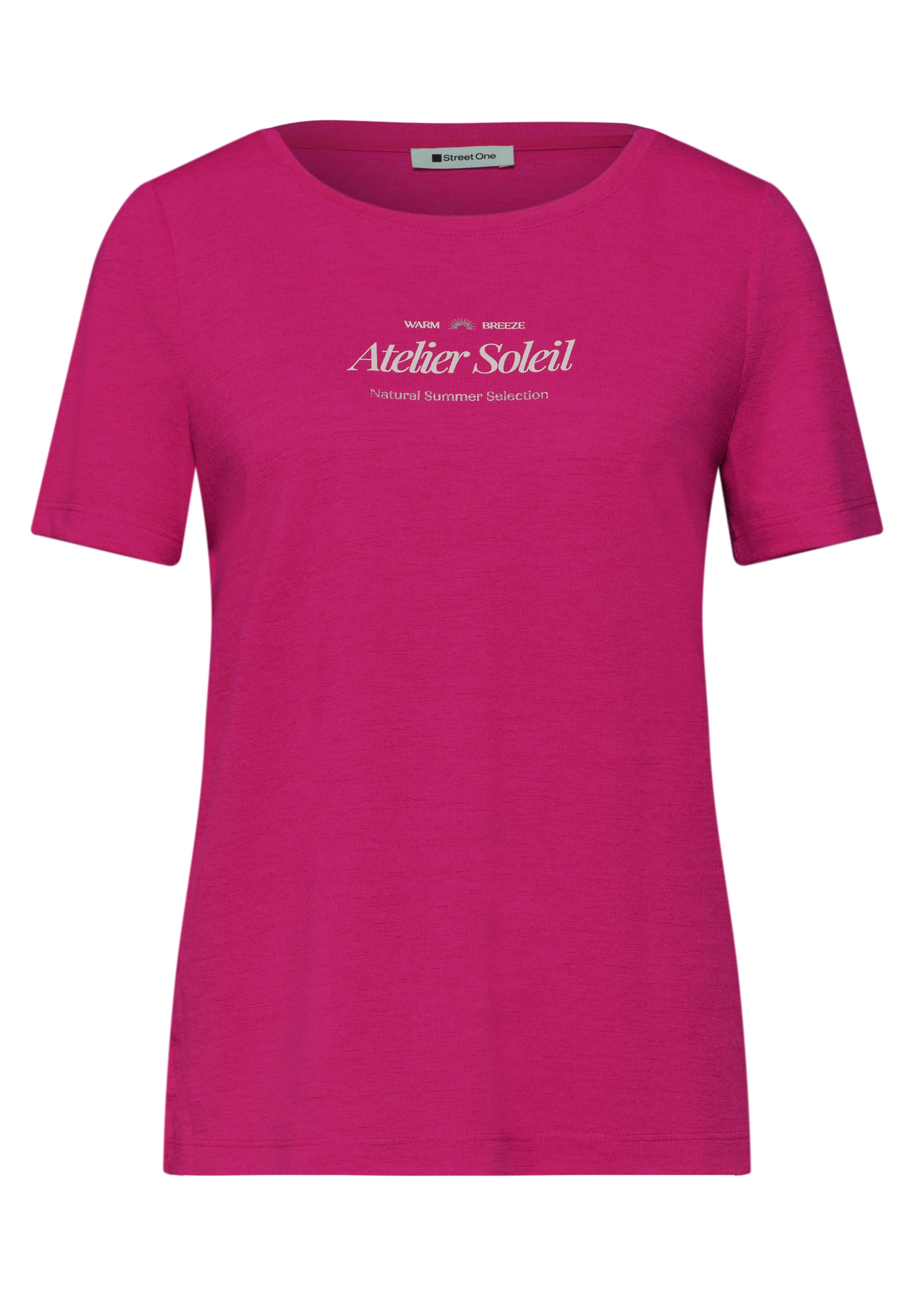 STREET ONE Kurzarmshirt Sommershirt mit Rundhals und Wording