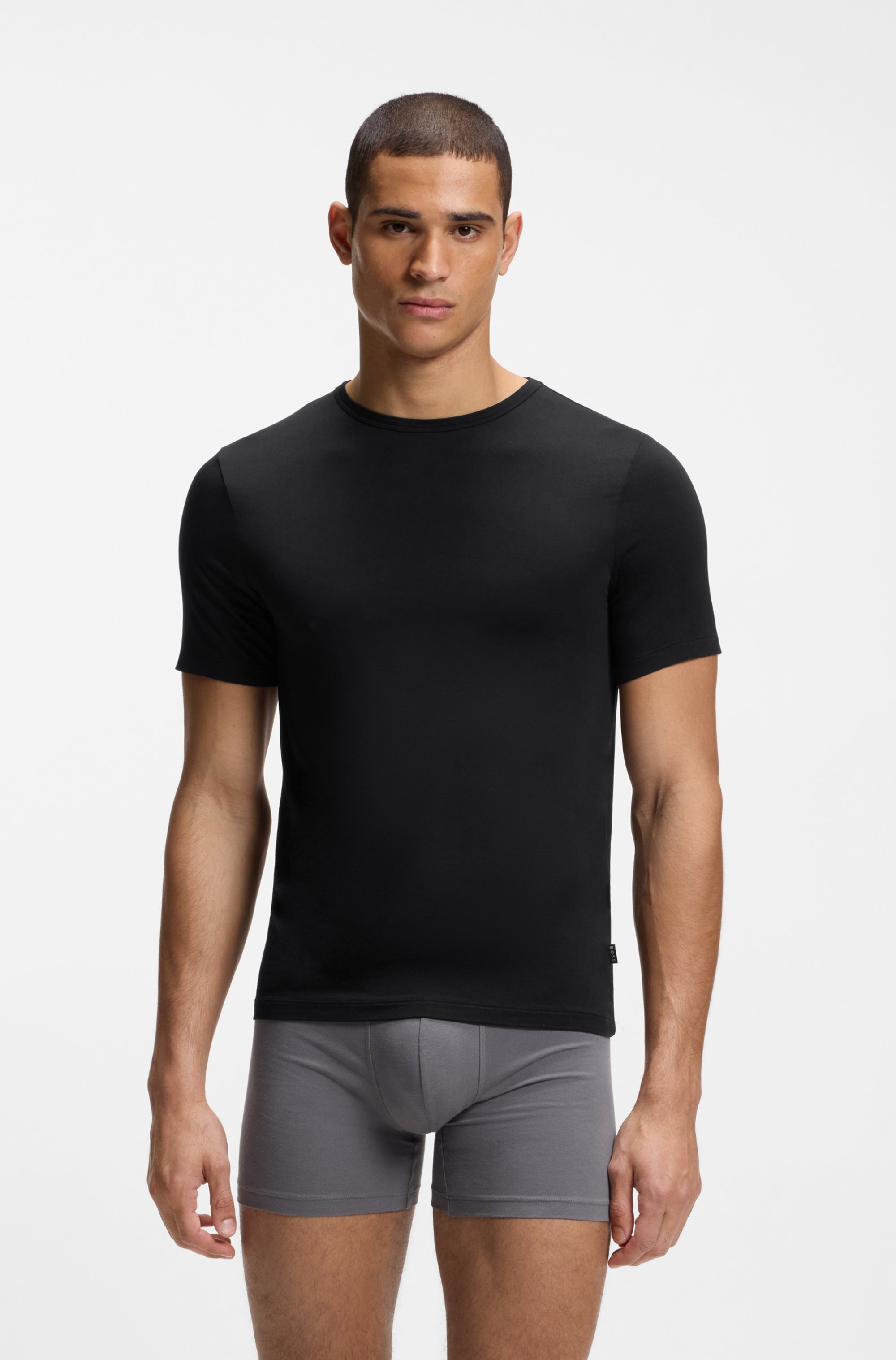 BOSS T-Shirt »TShirt RN 3P Natura« 3 Stk. einfarbiges T-Shirt mit Markenlabel