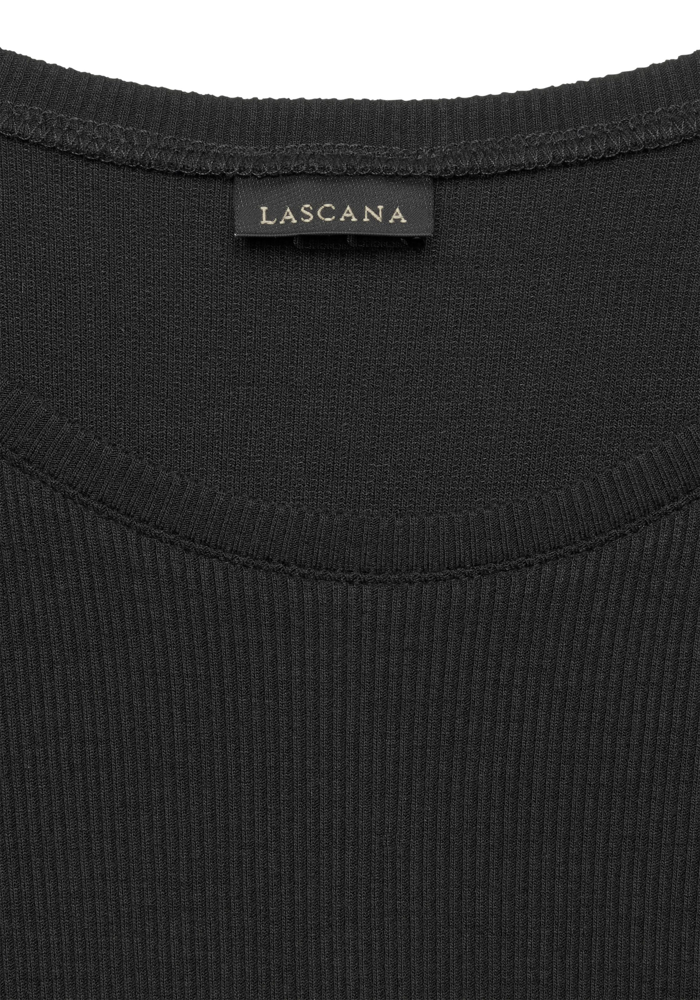 LASCANA T-Shirt, (2er-Pack), aus weicher Rippware