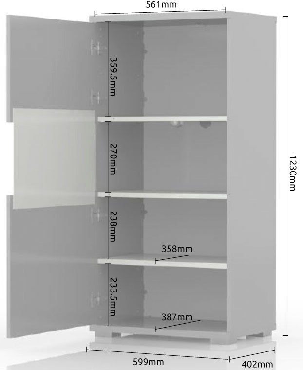 Places of Style Highboard »Piano Vitrine«, (H/B/T): 123/60/40,2cm), UV lackiert, Soft-Close Funktion