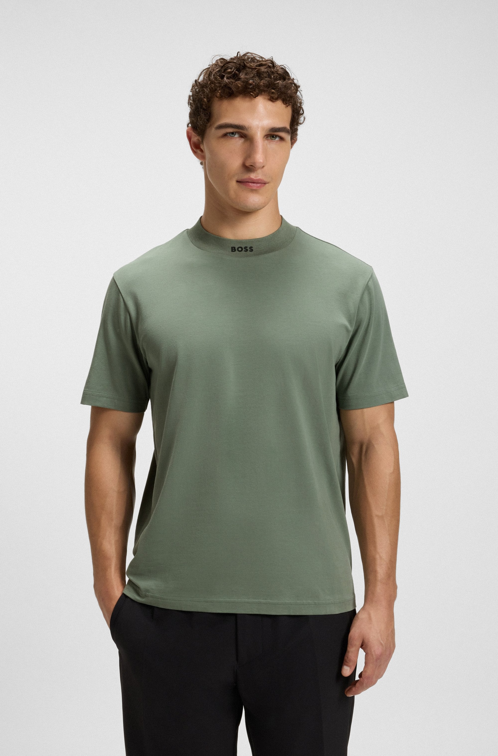 Image of BOSS GREEN T-Shirt "Tee Collar Zone" mit Logo am Ausschnitt