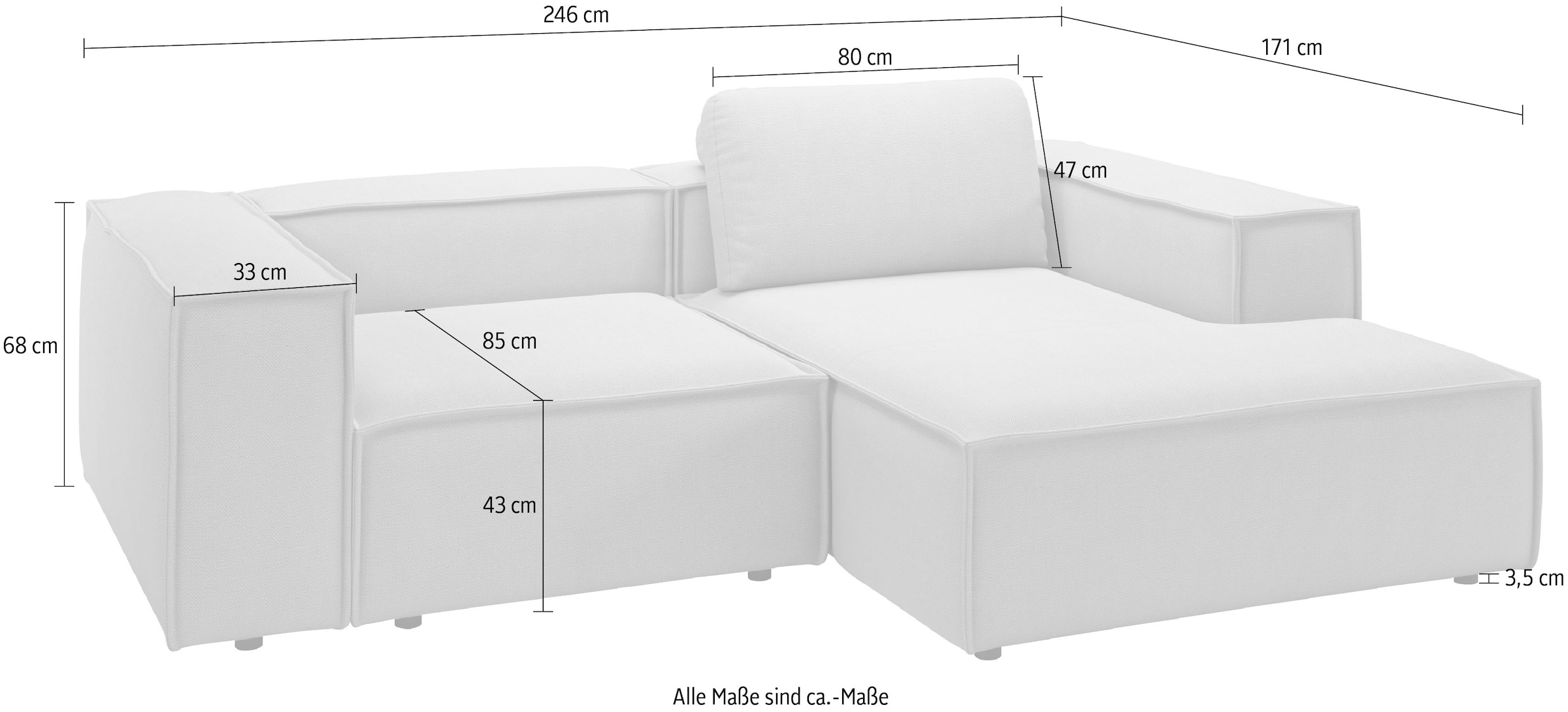 Home affaire Ecksofa »Watertown, kompakte L-Form, 246 cm breite für kleinere Räume« modernes Ecksofa mit Feincordbezug, platzsparend & bequem