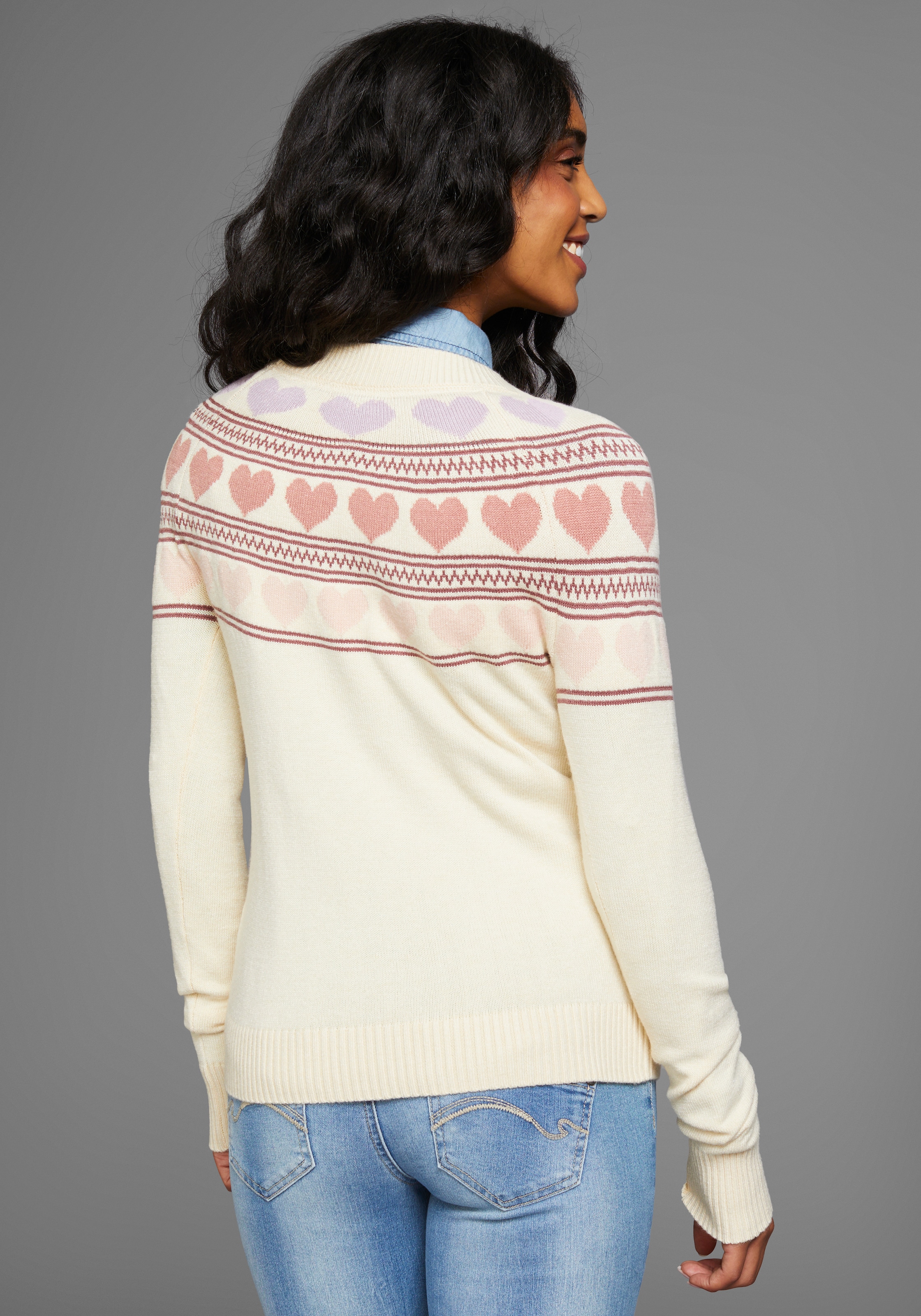 KangaROOS Norwegerpullover, mit Herzen