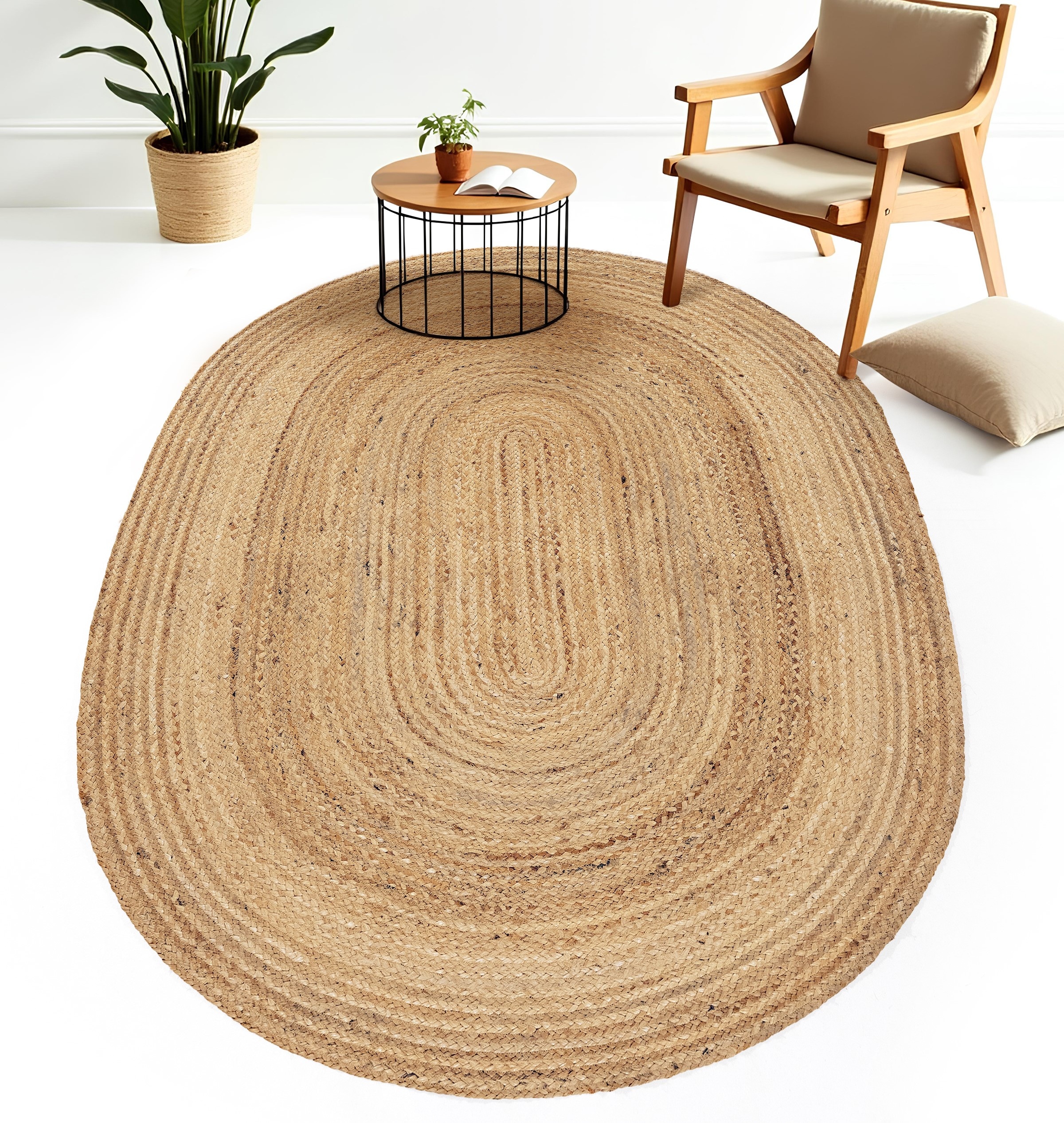 carpetfine Teppich »Nele Juteteppich Naturfaser«, rund, 6 mm Höhe, geflochtener Wendeteppich aus 100%Jute, in rund und oval, viele Grössen