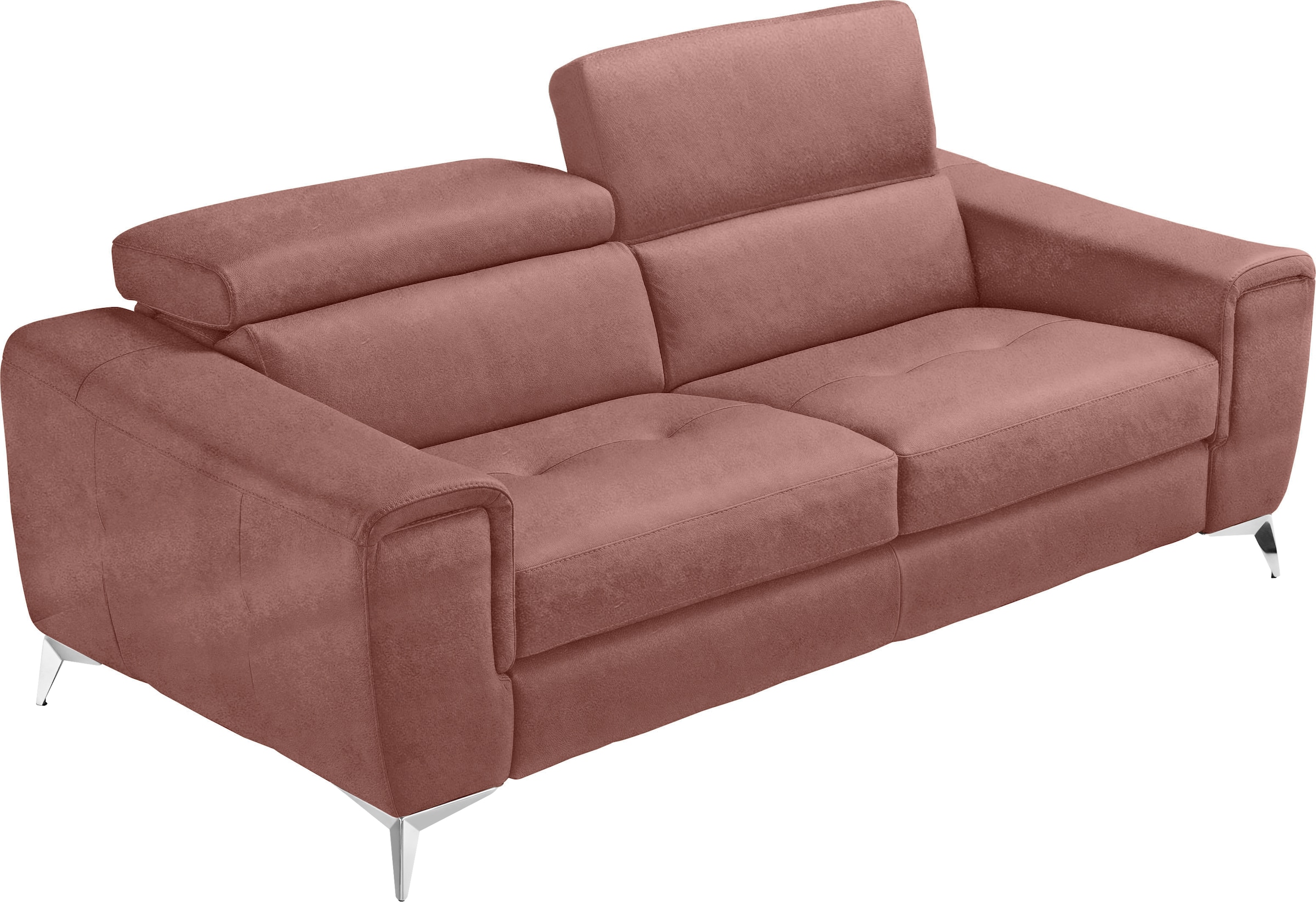 Image of Egoitaliano Schlafsofa "Francine Designsofa, Loungesofa mit Dauerschlaffunktion, Breite 233 cm" mit Bettfunktion, Luxus-Microfaser BLUSH, cedar wood, Fussfarbe chrom