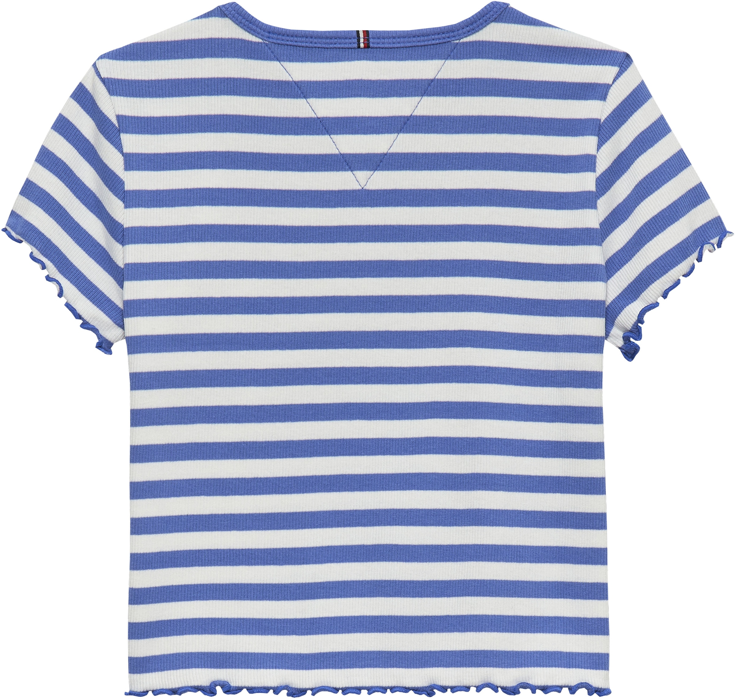 Tommy Hilfiger T-shirt »ESSENTIAL RIB TOP mit Babylock-Kanten und Stickerei« unifarben, casual, regular fit, Baumwollmix, Rundhals