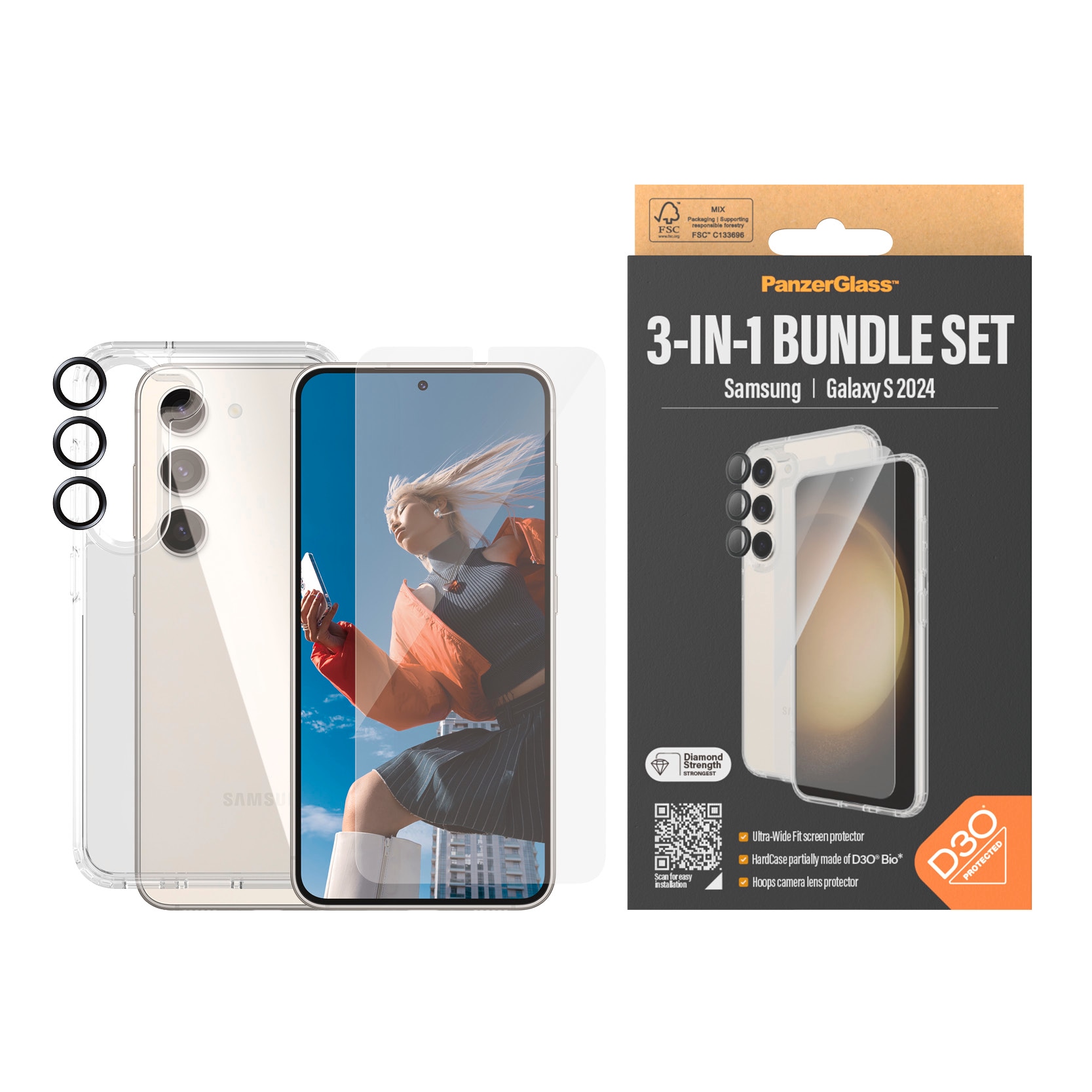 Displayschutzglas »3-in-1 Bundle Set Screen Protector, Case und Camera Lens...