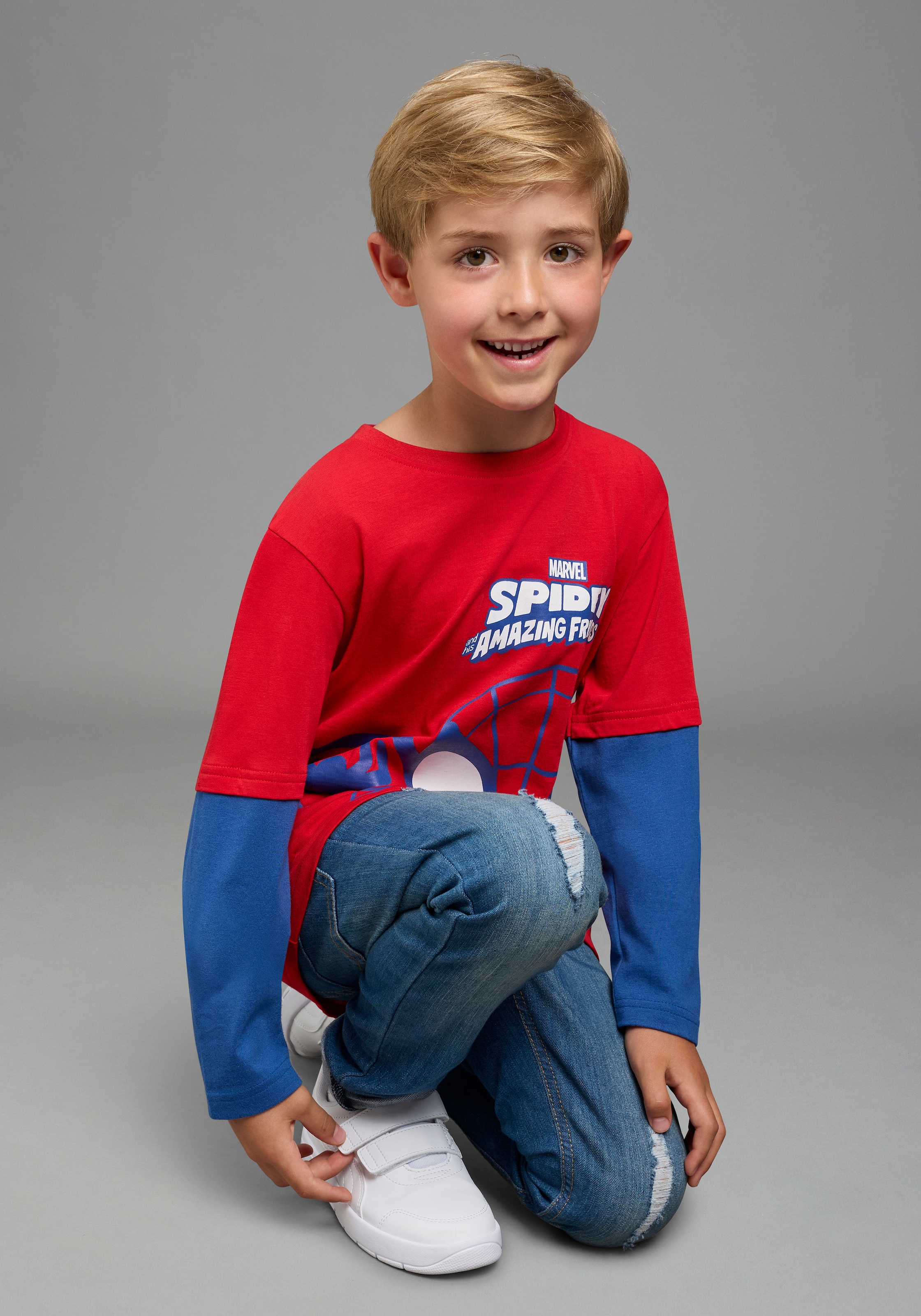 KIDSWORLD Langarmshirt »SPIDEY Lagen-Shirt, Disney« Disney-Shirt, hüftlange Basic-Passform, modischer Stil, mit Lagenoptik