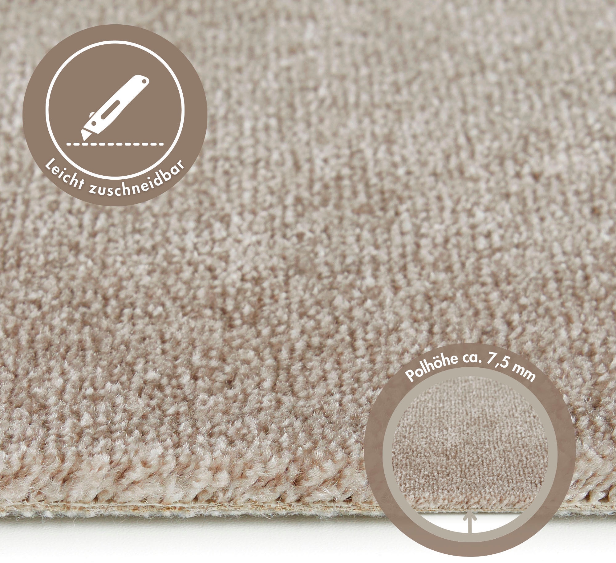 Andiamo Teppichboden »Levin, Velours, Made in Belgium«, rechteckig, 10 mm Höhe, Uni Farben, Breite 400 cm oder 500 cm, weiche Qualität