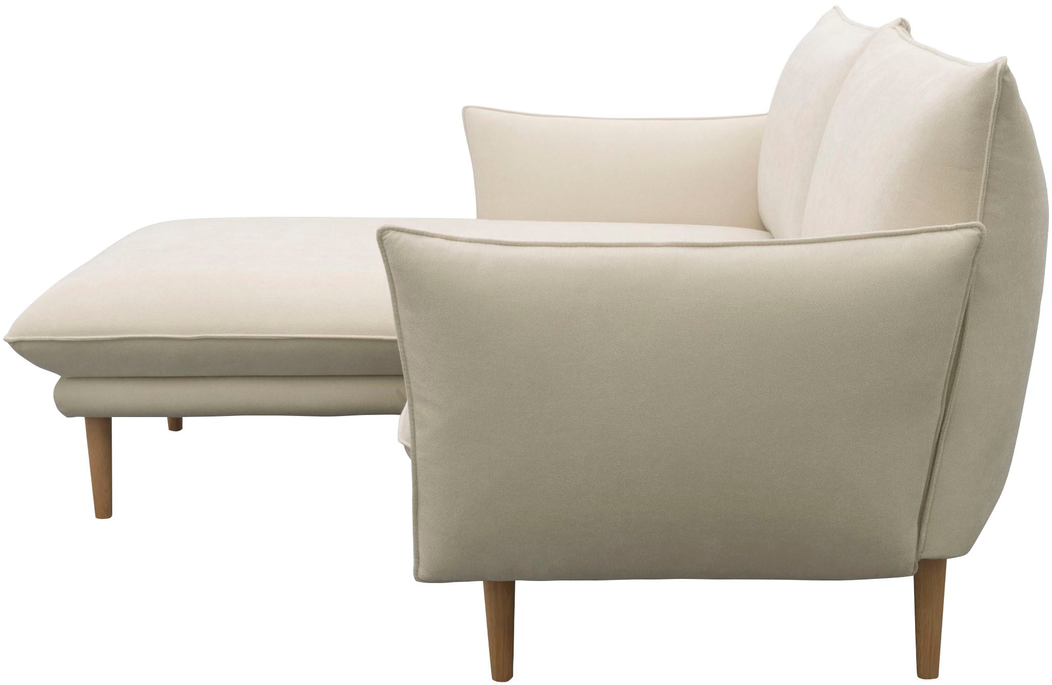 DOMO collection Ecksofa »100 032 kompakte Stellmasse, Breite 200cm, schmale Armlehnen, L-Form«, bodenfrei, 19cm hohe Holzfüsse