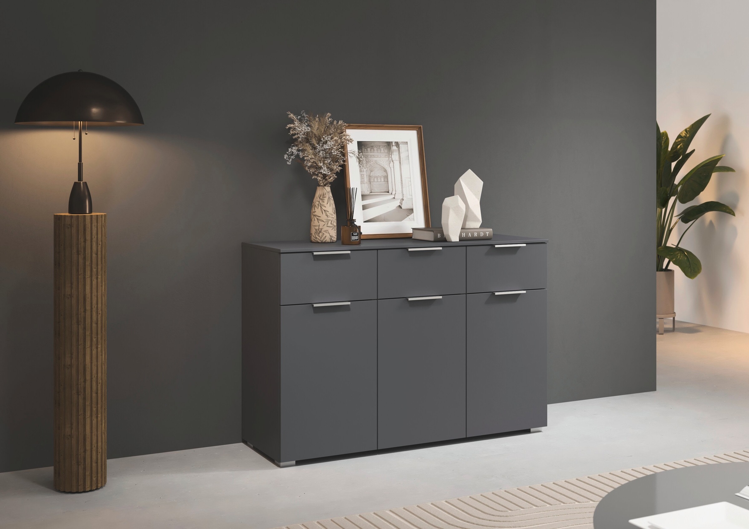 OTTO home Kombikommode "Kommode Sideboard Schubladenkommode Schlafzimmerkommode CORTONA" Breite 120 cm inkl. SOFT-CLOSE-FUNKTION, mit moderner Dekor-Front, mit 3 Schubladen und 3 verstellbaren Einlegeboden MADE IN GERMANY