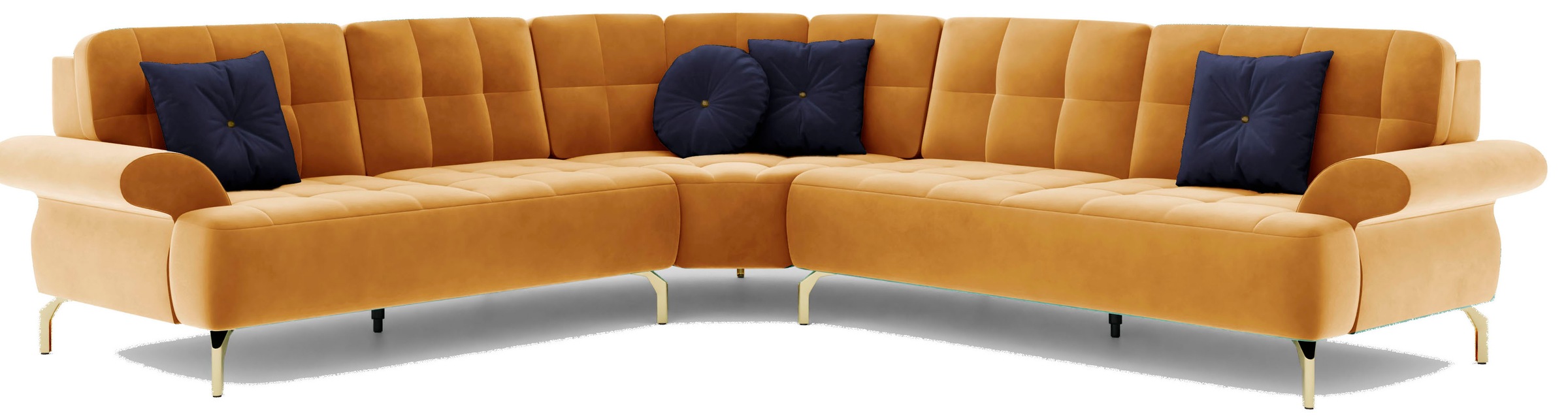 Image of sit&more Ecksofa "Orient 1 L-Form" inkl. 4 Zierkissen mit Strass-Stein, goldfarbene Metallfüsse