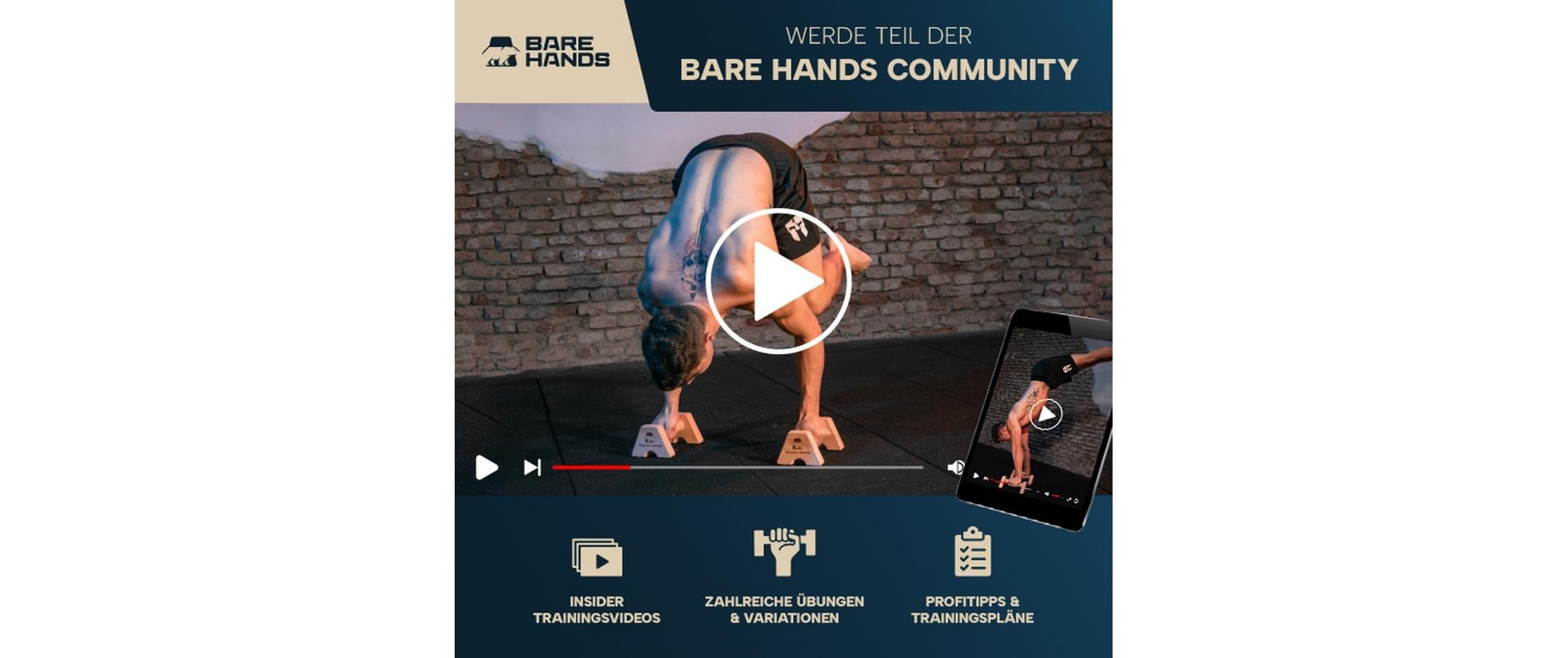   Liegestützgriffe »Bare Hands Gr. S«