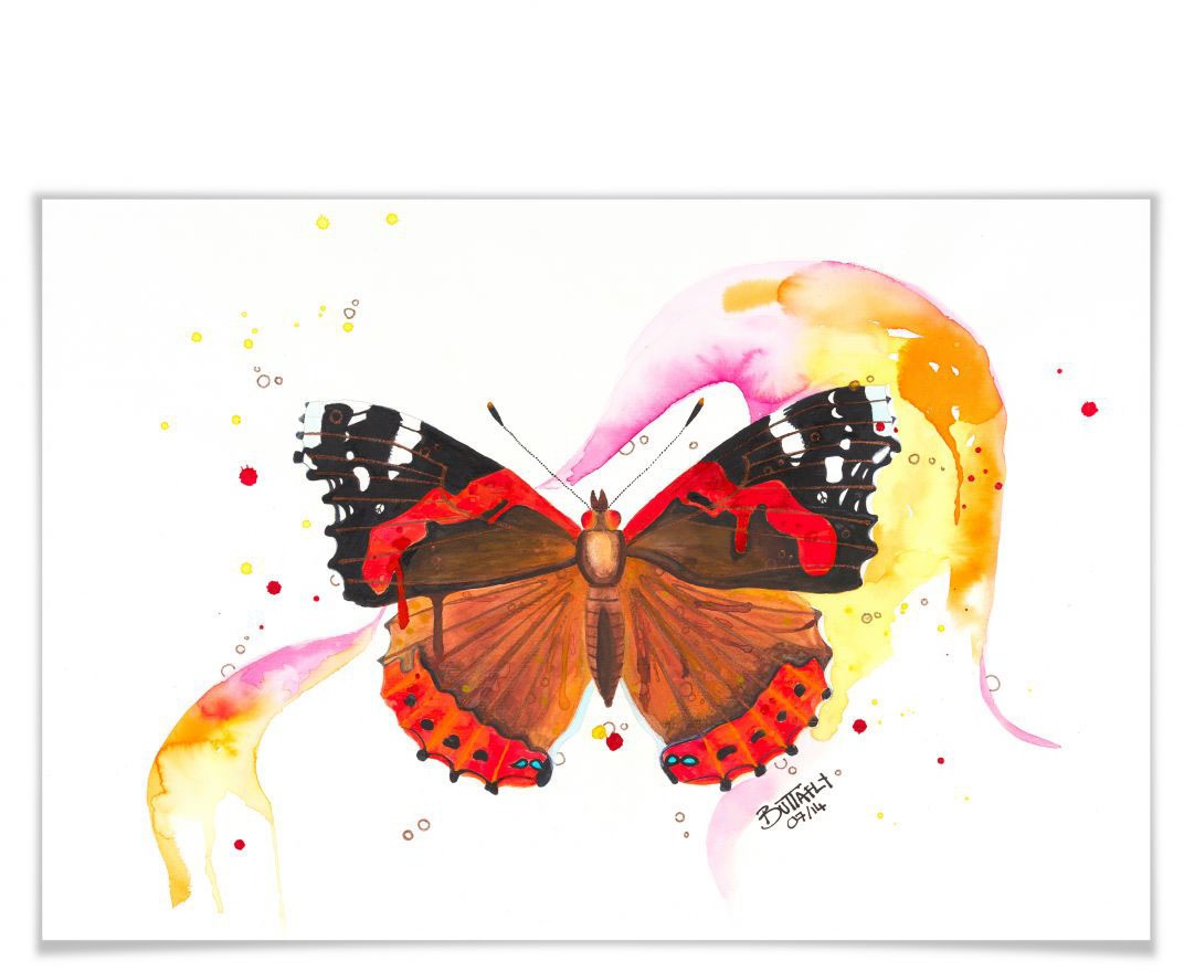 Image of Wall-Art Poster »Vanessa Athalanta«, Schriftzug, (1 St.), Poster, Wandbild, Bild, Wandposter bei Ackermann Versand Schweiz