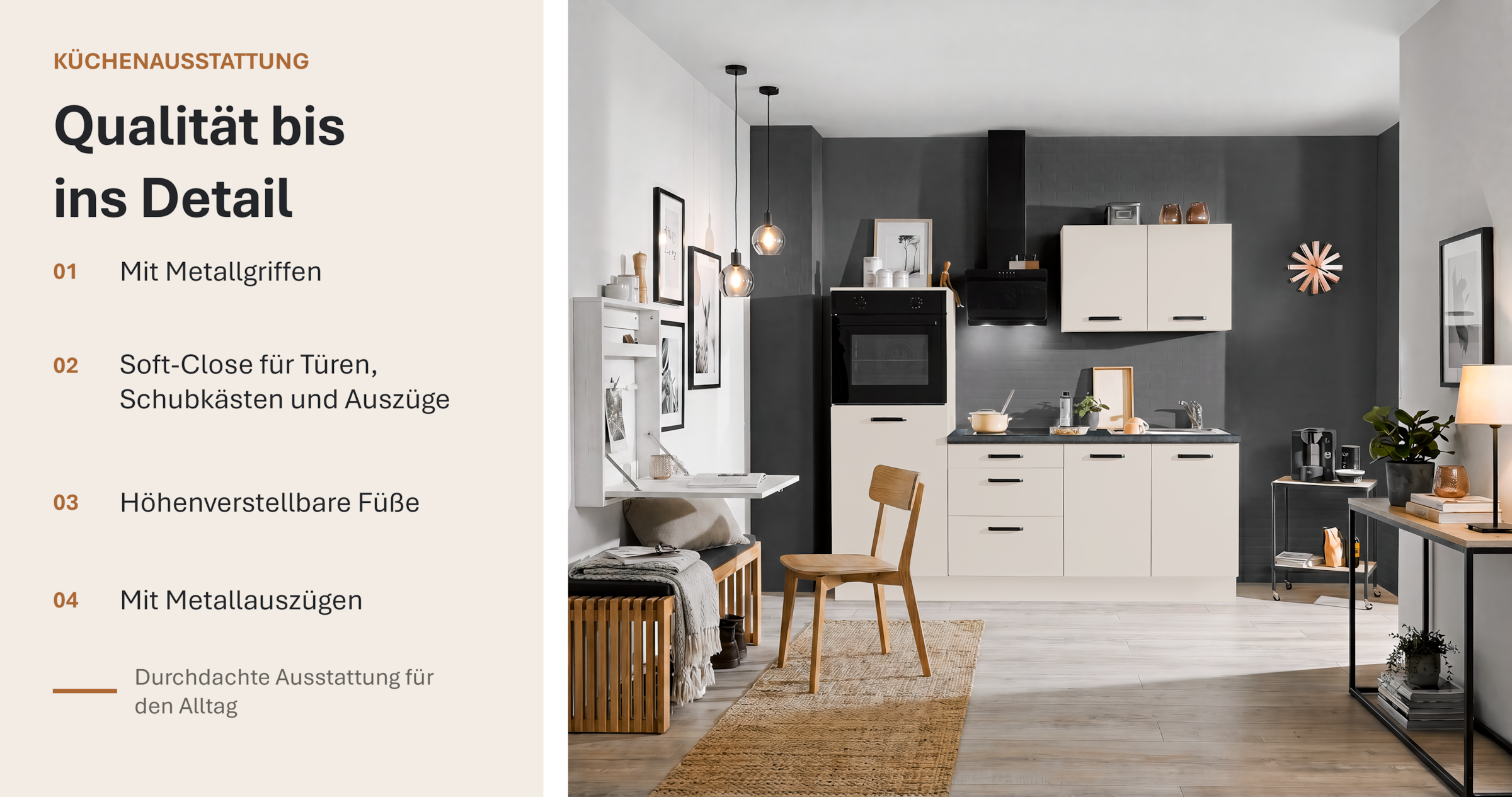 wiho Küchen Kitchenette »Compact: Kleines Format, grosse Ausstattung, optional mit E-Geräten« variante avec réfrigérateur, largeur 210 cm