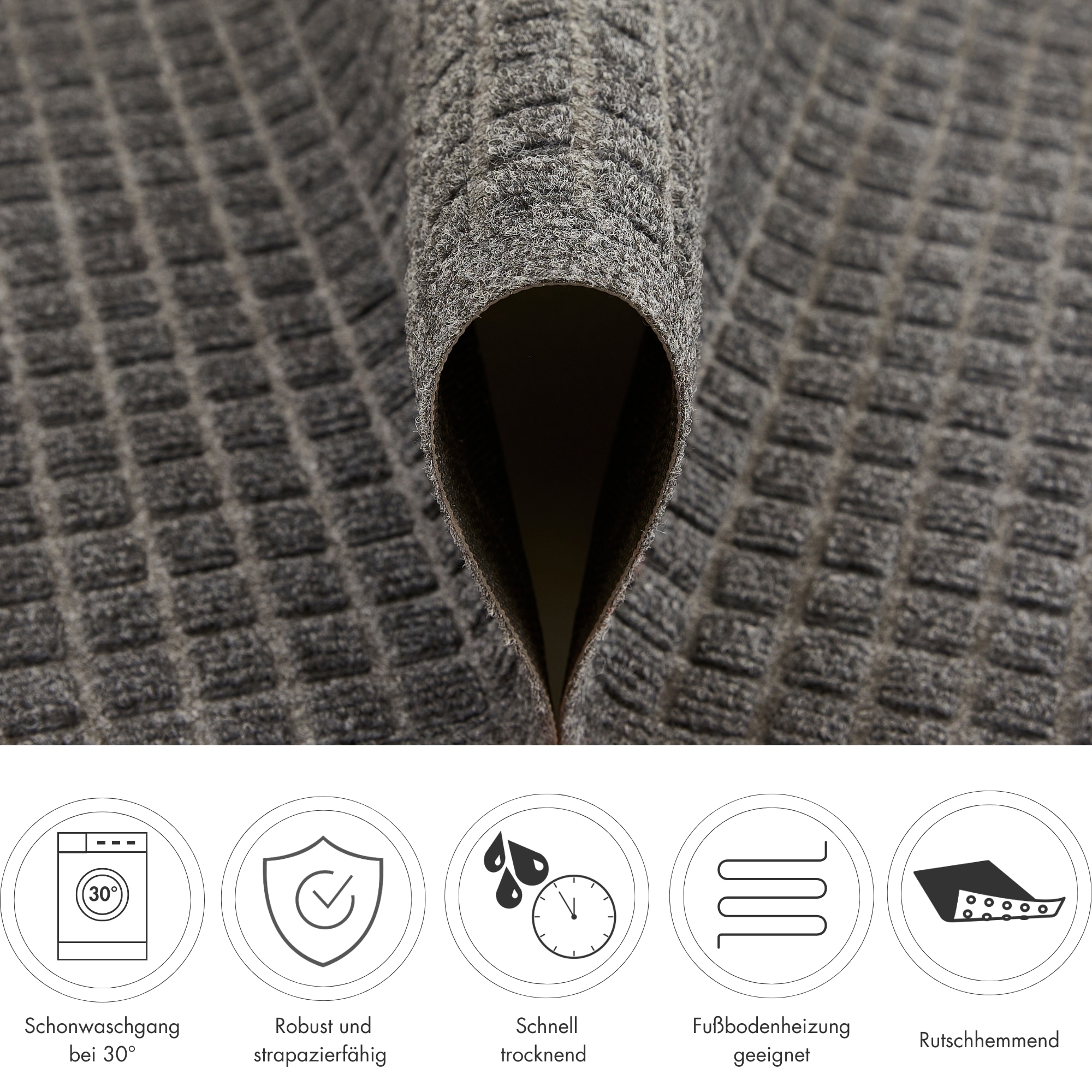 Andiamo Fussmatte »Kenora« rechteckig 8,5 mm Höhe Schmutzfangmatte, robust, waschbar, Türmatte, rutschhemmend