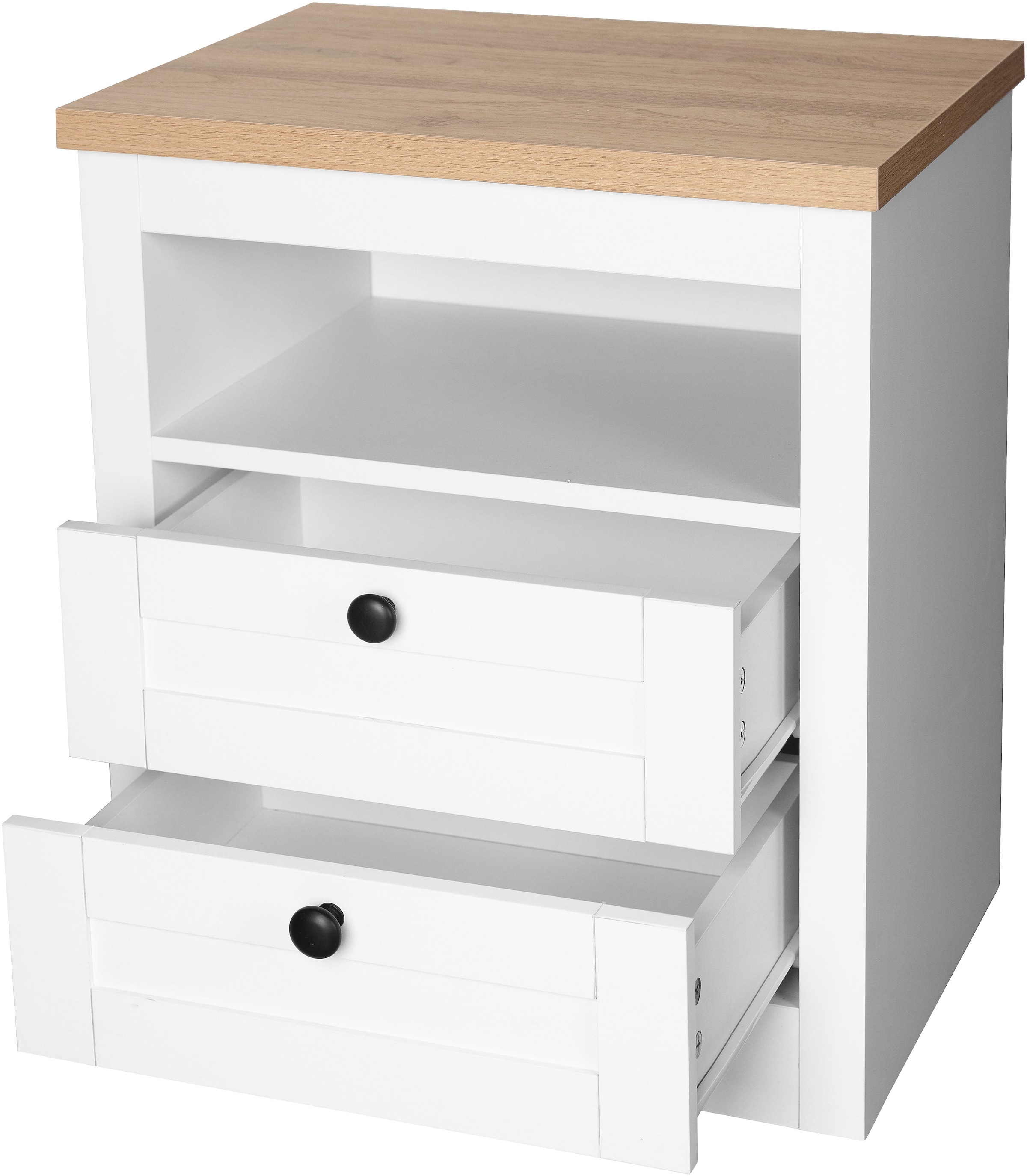 GOODproduct Nachtkonsole »2er Set Büsum Nachtschrank Beistellschrank« Spar-Set, 2 Schränke im Lieferumfang,  Nachttisch im Landhaus Design mit 2 Schubladen Bestseller