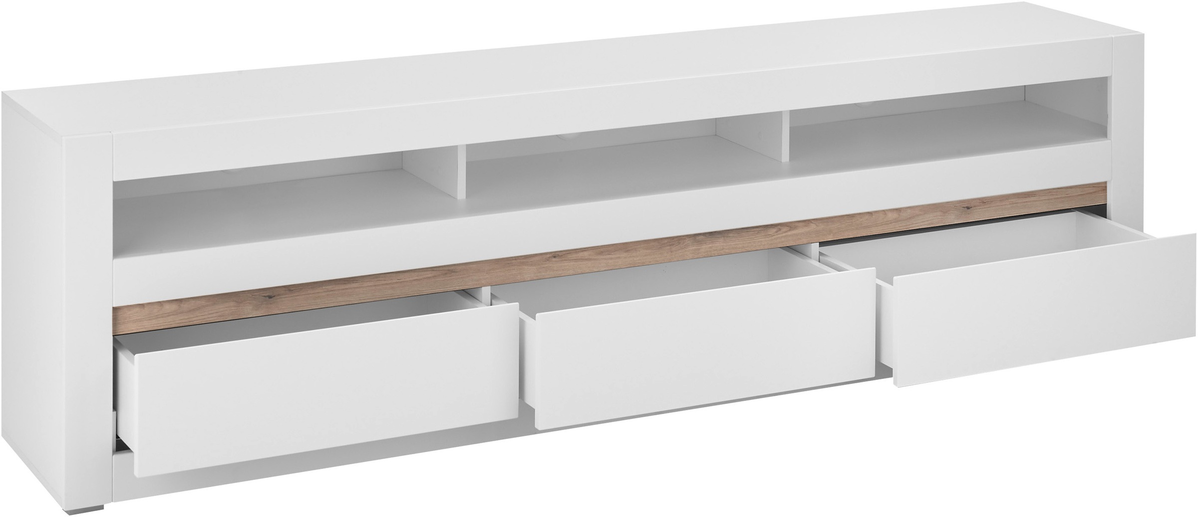 INOSIGN Wohnwand »Anbauwand in Weiss Matt, Wohnzimmer-Set mit austauschbarer Blende«, (Set, 2 St.), enhält Lowboard, Wandboard, zeitloses Design, 217 cm breit