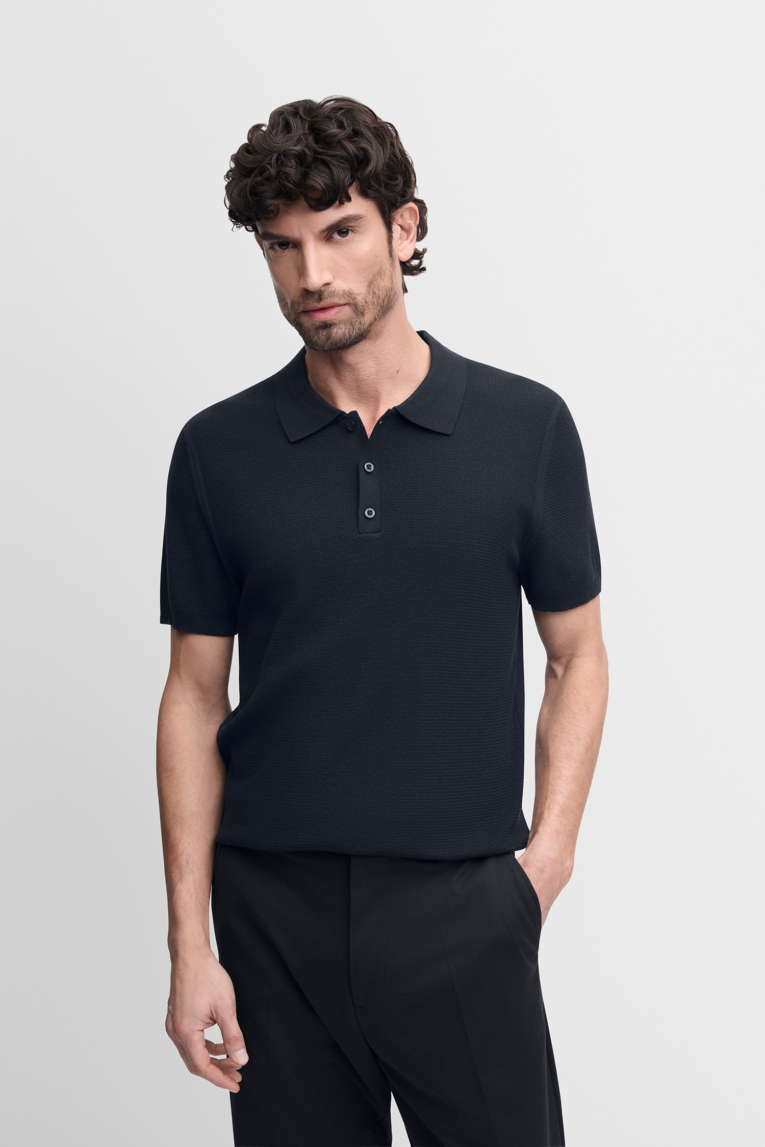 Image of Cinque Kurzarmpullover "CIFLAV" mit Polokragen und Knopfleiste, Regular Fit