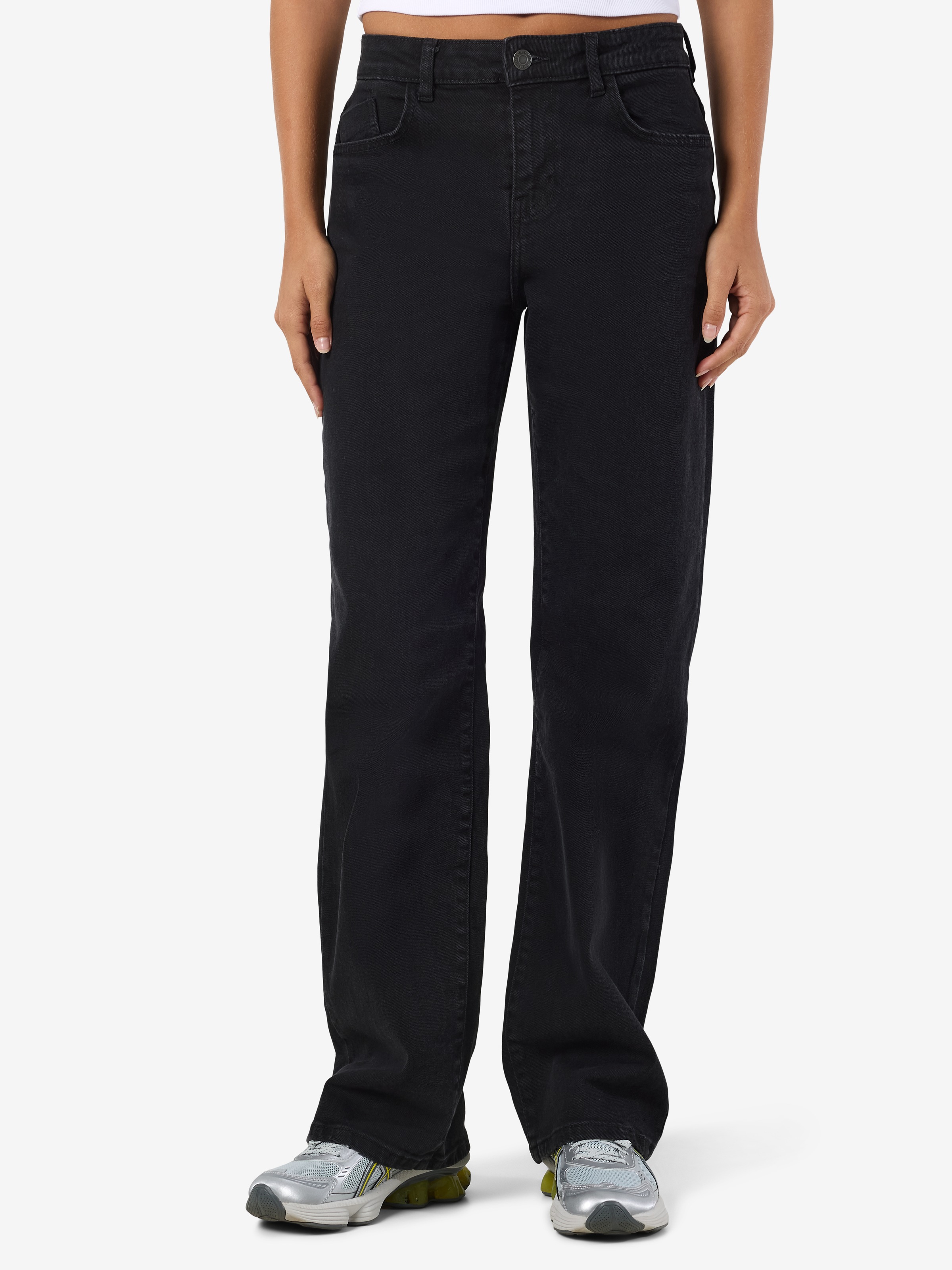 Image of Noisy may Straight-Jeans "NMYOLANDA NW WIDE JEANS BLACK NOOS" extra lang