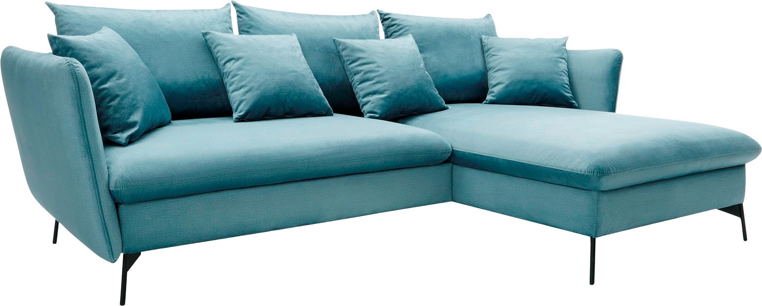 andas Ecksofa »LIVORNO,258 cm, L-Form,«, Schlaffunktion u. Bettkasten (139/224cm), Samt, Struktur, Webstoff