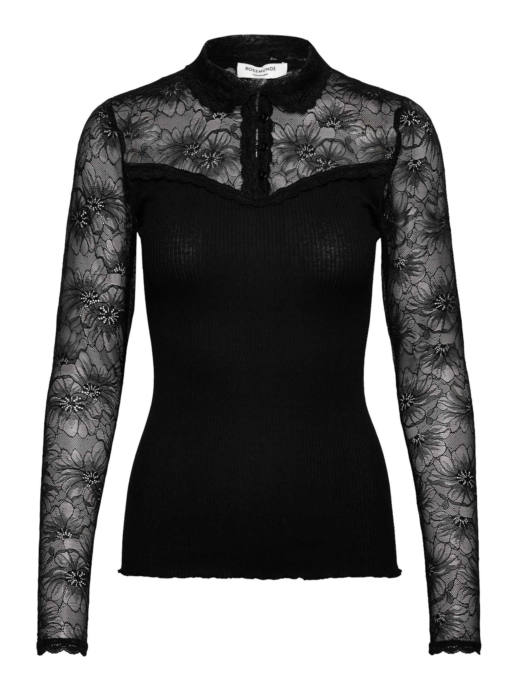 rosemunde T-shirt à manches longues »Beatha lace shirt« Manches longues, col polo avec boutons, en dentelle, mélange de soie