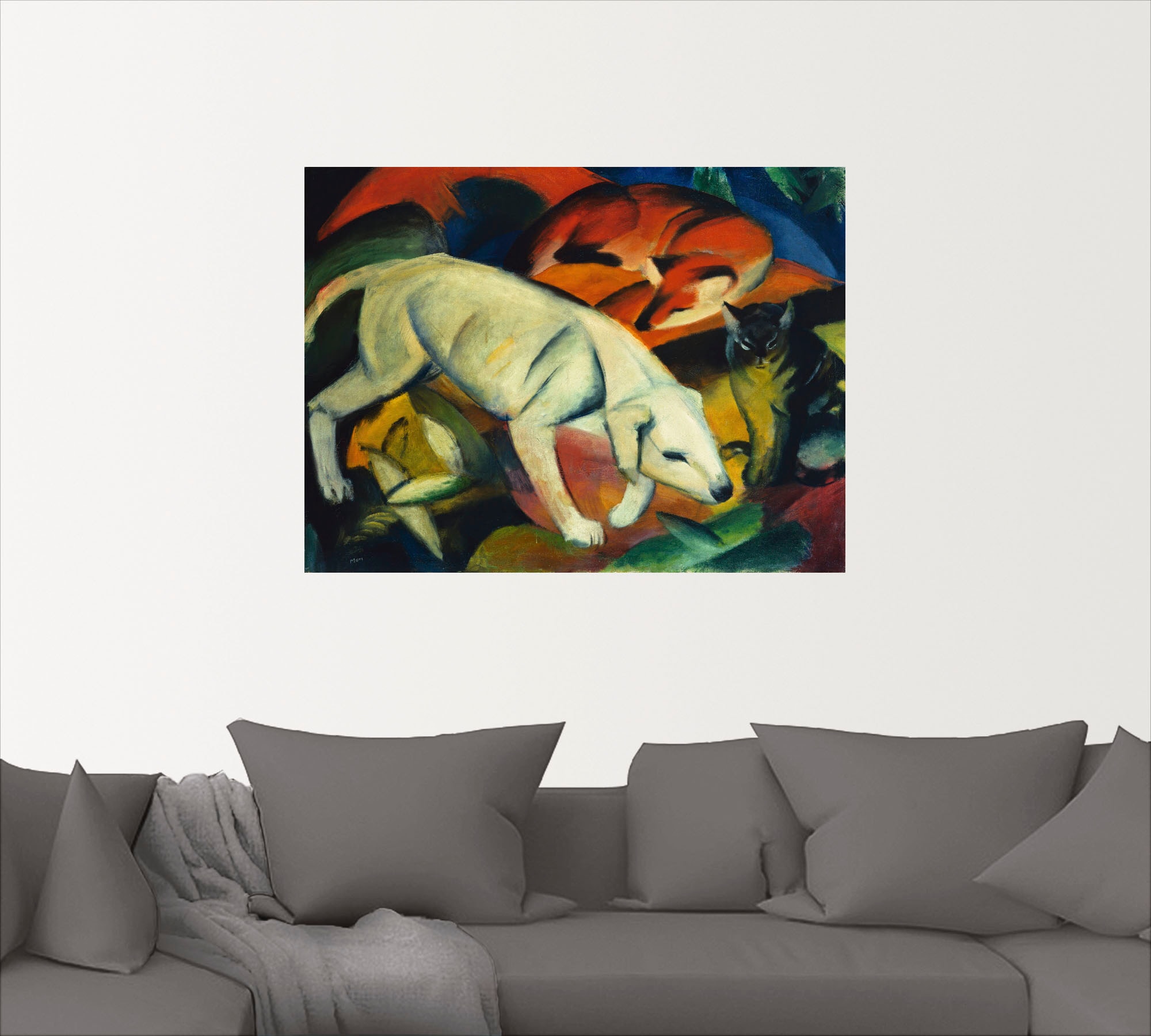 Artland Wandbild »Drei Tiere (Hund Fuchs und Katze). 1912«, Haustiere, (1 St.), als Leinwandbild, Wandaufkleber in verschied. Grössen