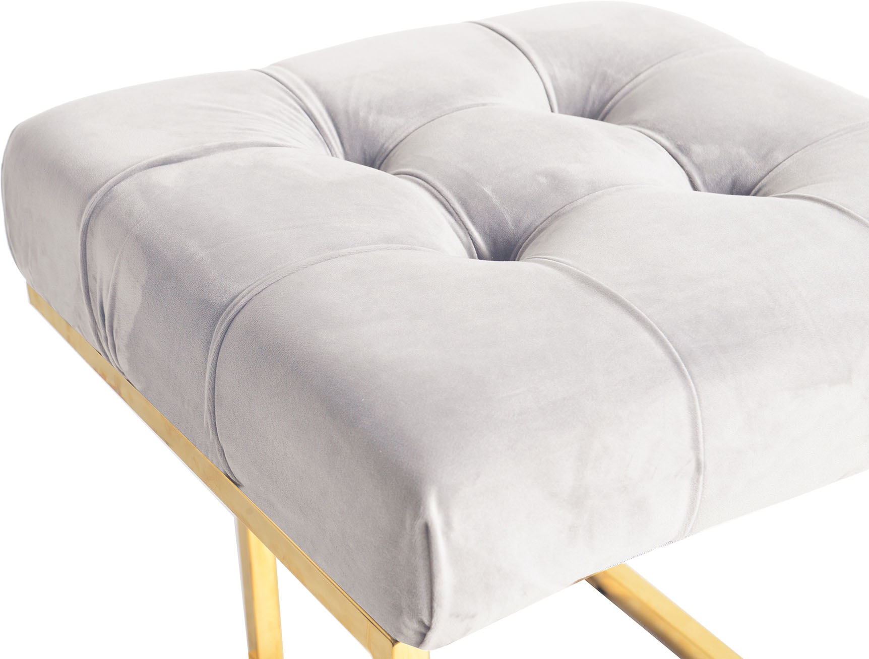 Kayoom Polsterhocker »Hocker Rarity 125, Edler Touch durch goldfarbenenes Gestell«, (1 St.), eckig, samtweich, gesteppt, mit Zierknöpfen, Edelstahlgestell