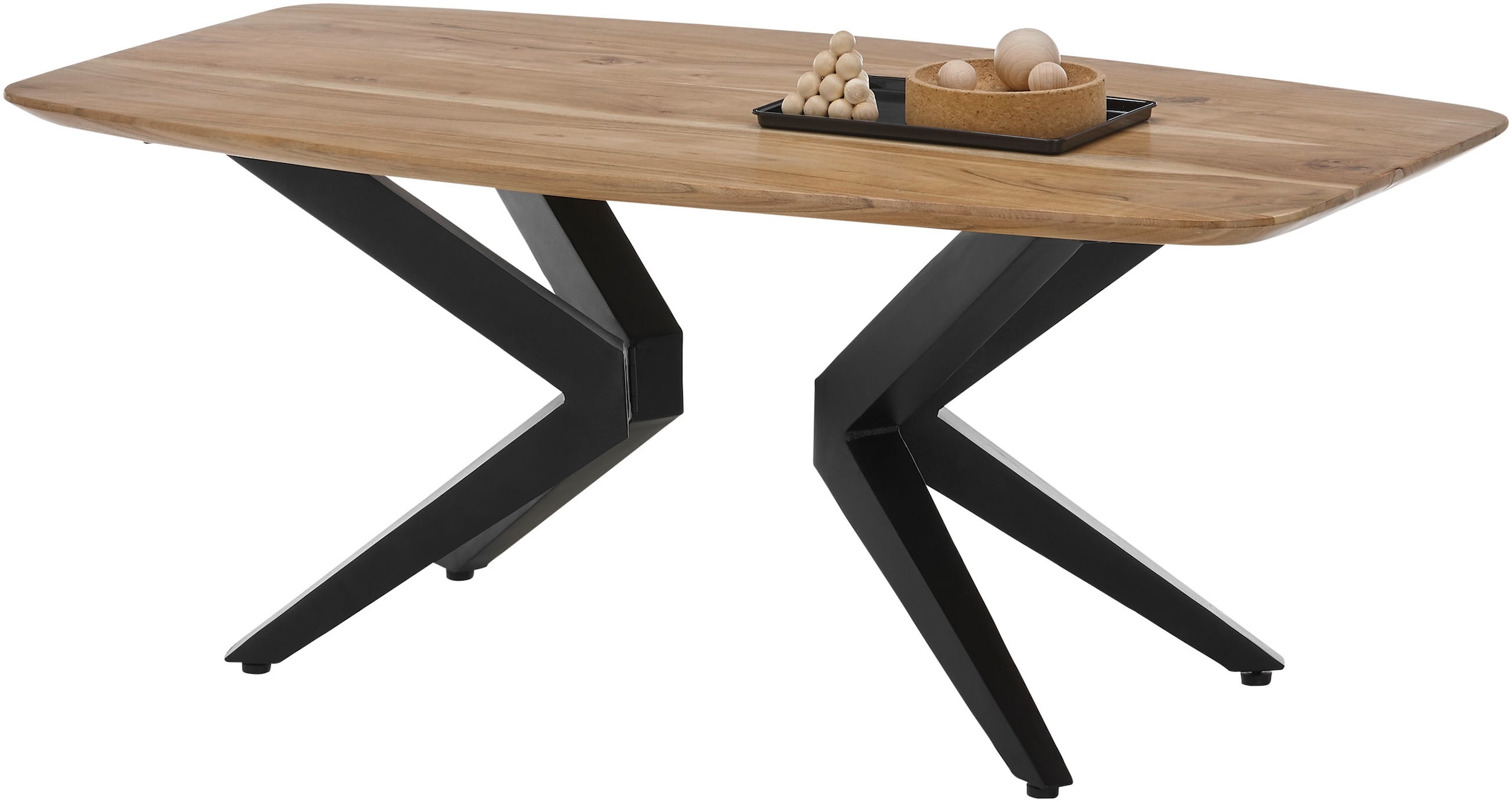 Stolkom Table basse »Bill Wohnzimmertisch Akazie Massivholz, BxHxT 110x45x60 cm« Schweizer Kante, Industrial Style Akazie Massivholz