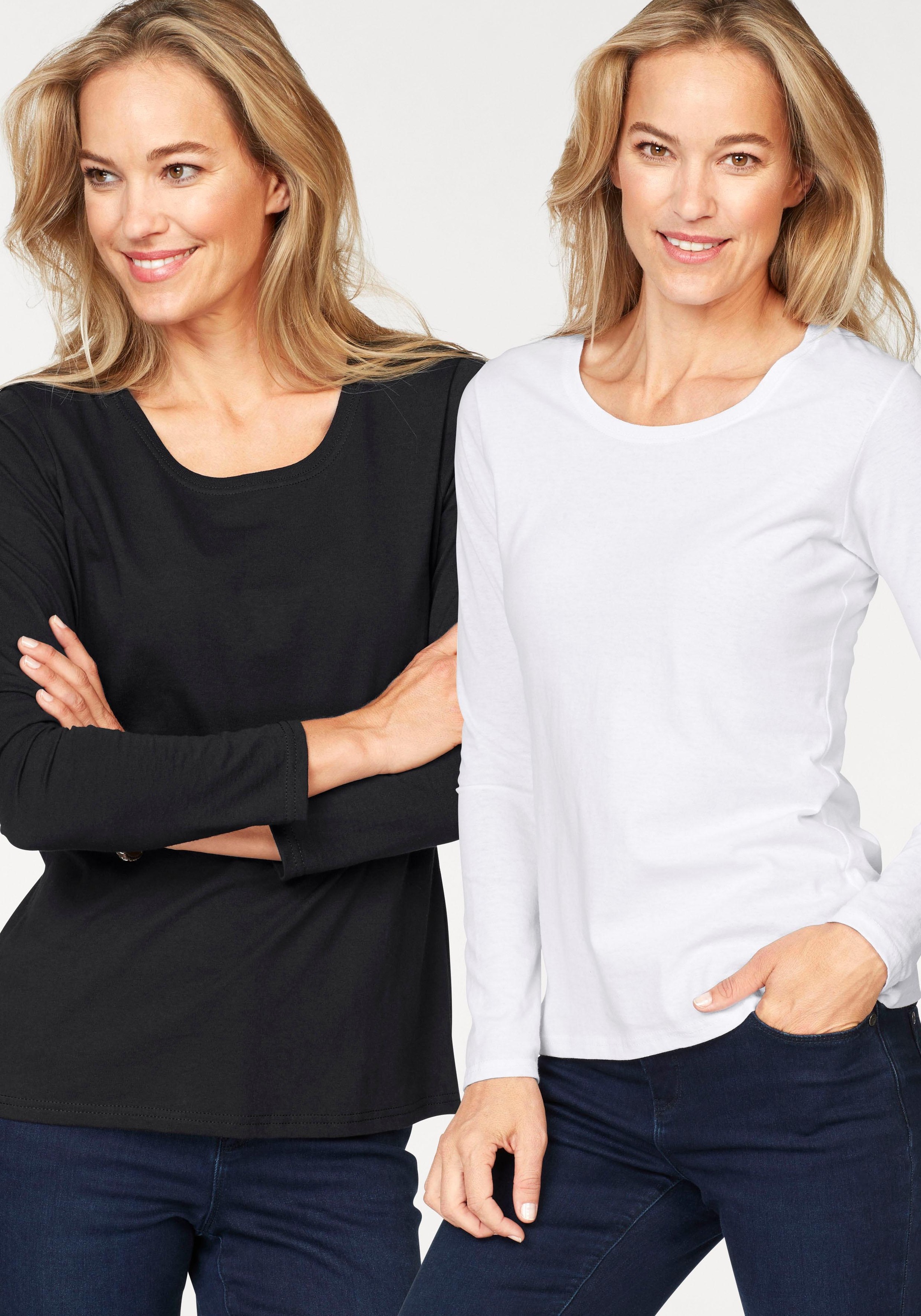 Image of Fruit of the Loom Rundhalsshirt, (Packung, 2 tlg., 2er-Pack), Valueweight Long sleeve T Lady Fit bei Ackermann Versand Schweiz