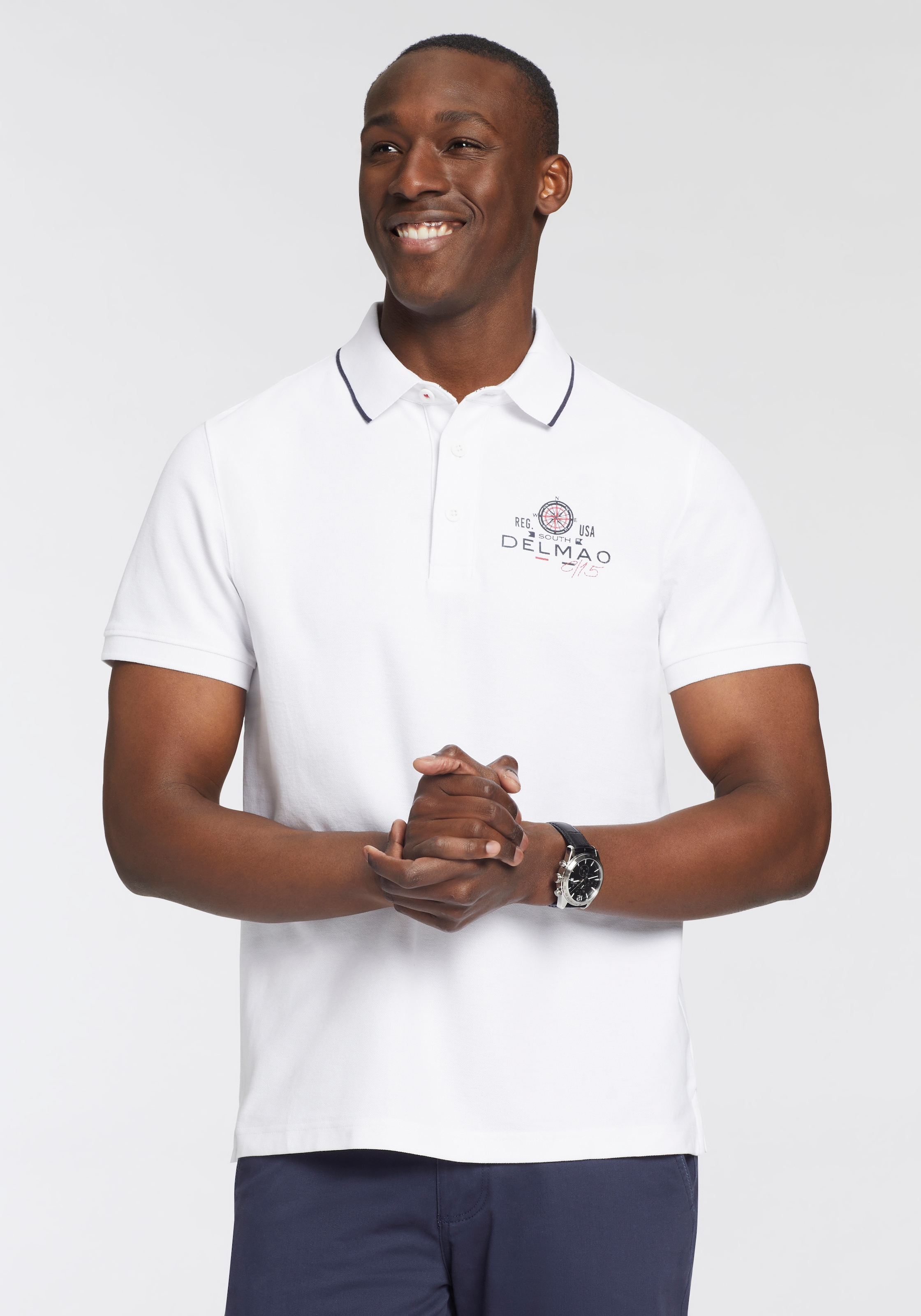 DELMAO Poloshirt, mit Brustprint
