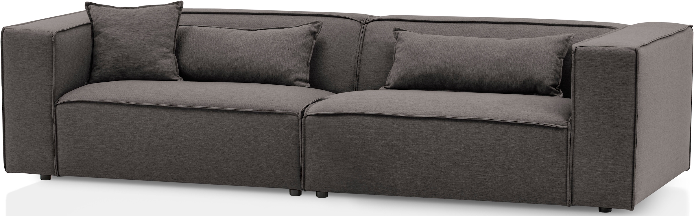 LeGer Home by Lena Gercke 3-places »PIARA, Couch mit Kedernaht, Sofa in Cord, Leinenoptik o. Strukturstoff« schwarze Füsse, bequemer Sitzkomfort