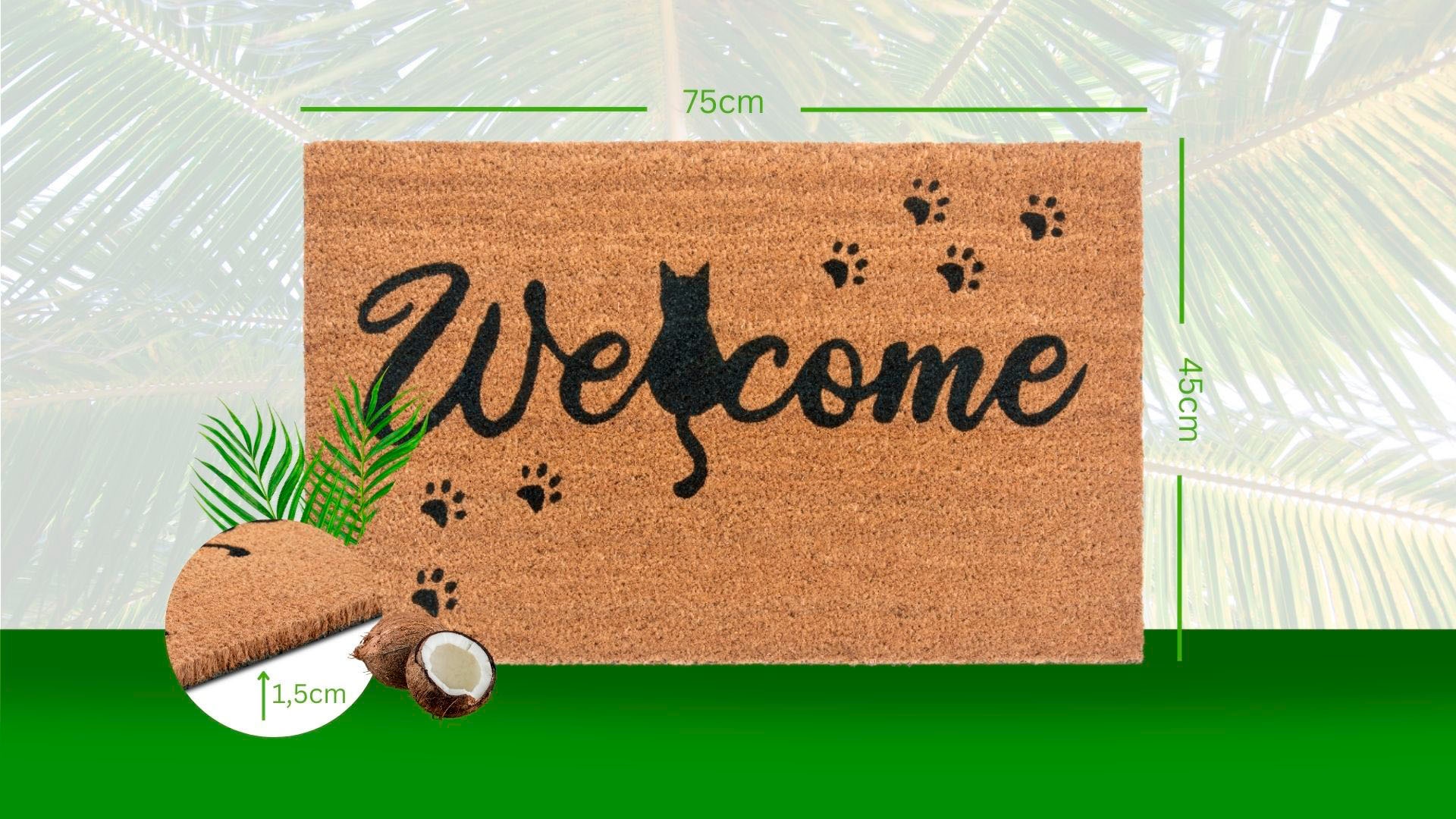HANSE Home Fussmatte »Mix Mats Kokos Cat Paws Welcome«, rechteckig, Kokos, Schmutzfangmatte, Outdoor, Rutschfest, Innen, Kokosmatte, Flur
