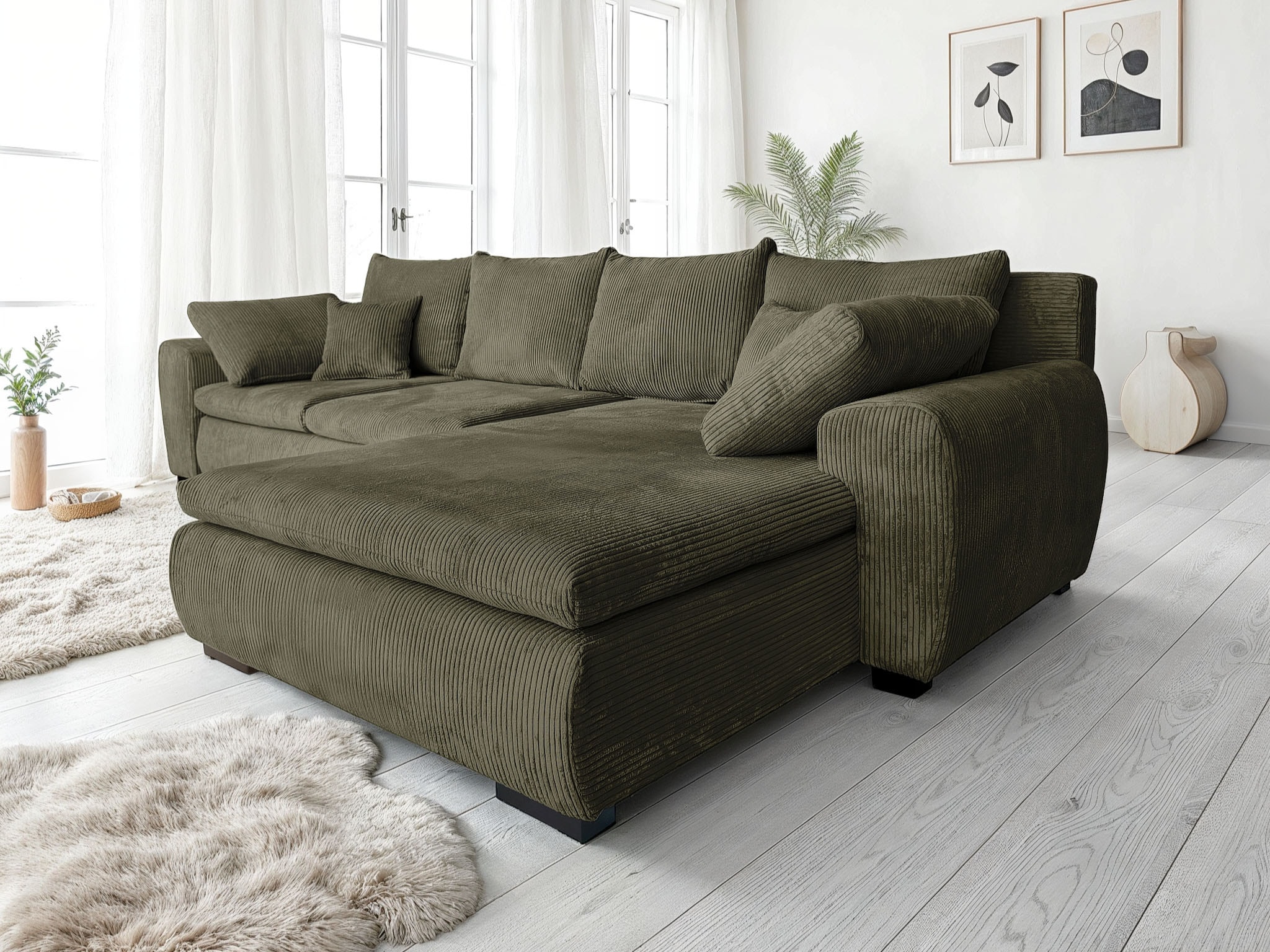 Image of Home affaire Ecksofa "Cara Mia L-Form, B: 325 cm, XXL-Sofa mit 4 Zierkissen" optional Schlaffunktion & Bettkasten, Liegefl. 145x270 cm