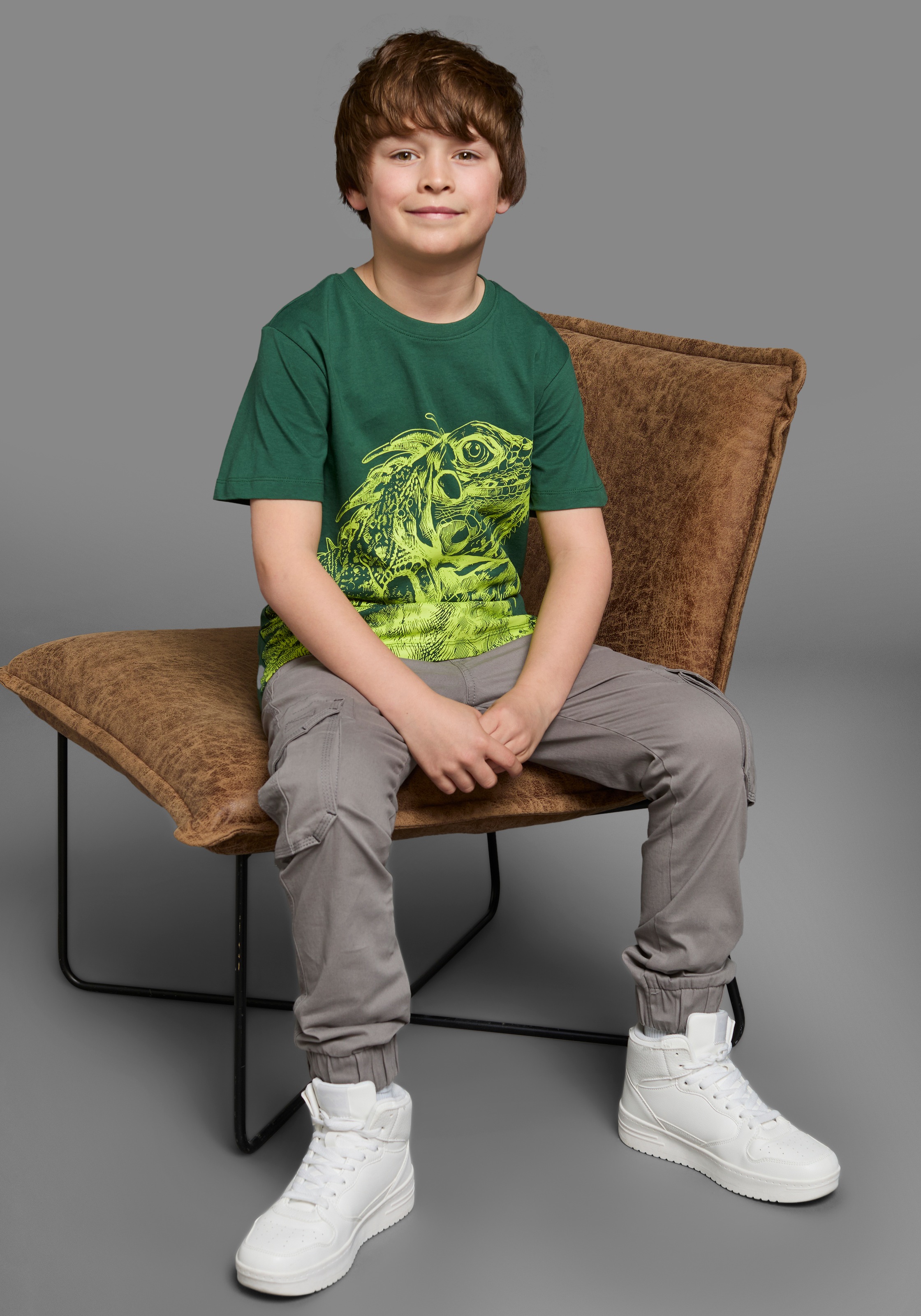 KIDSWORLD T-Shirt »GECKO«, Kurzarm, Basic-Passform, bedruckt, Rundhalsausschnitt