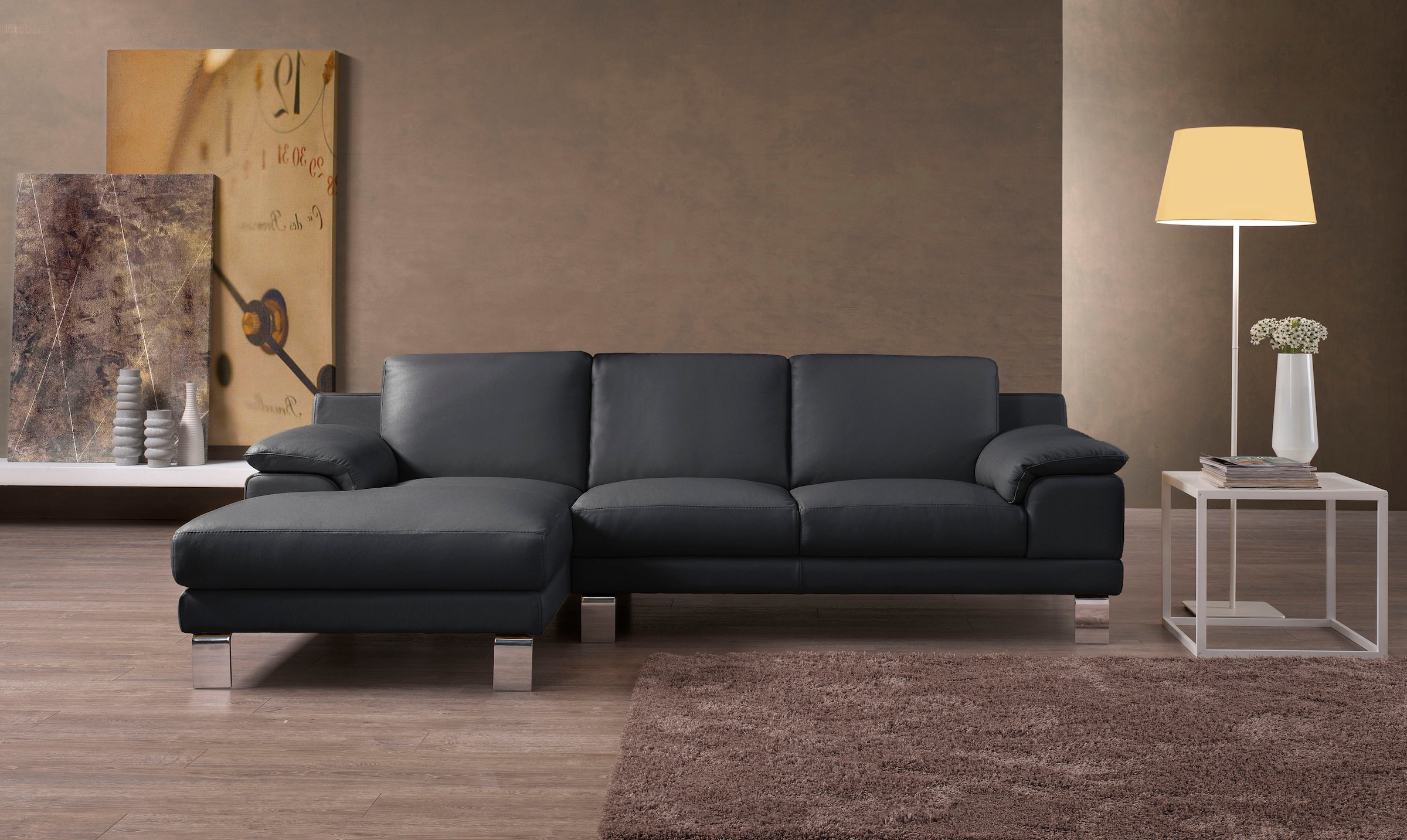 Egoitaliano Ecksofa »Shakira, Design und super Sitzkomfort auf hohem Niveau, tolle Details« mit Recamiere, L-Form, edle Füsse