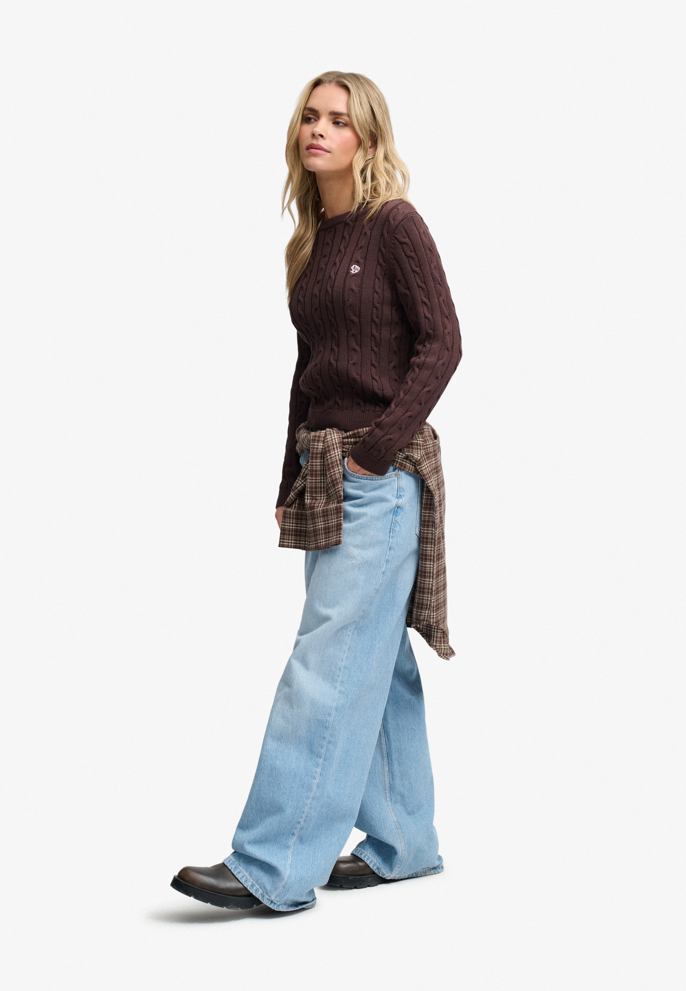Superdry Strickpullover »ESSENTIALS SD&CO CABLE JUMPER« Kunstfaser, relaxed fit