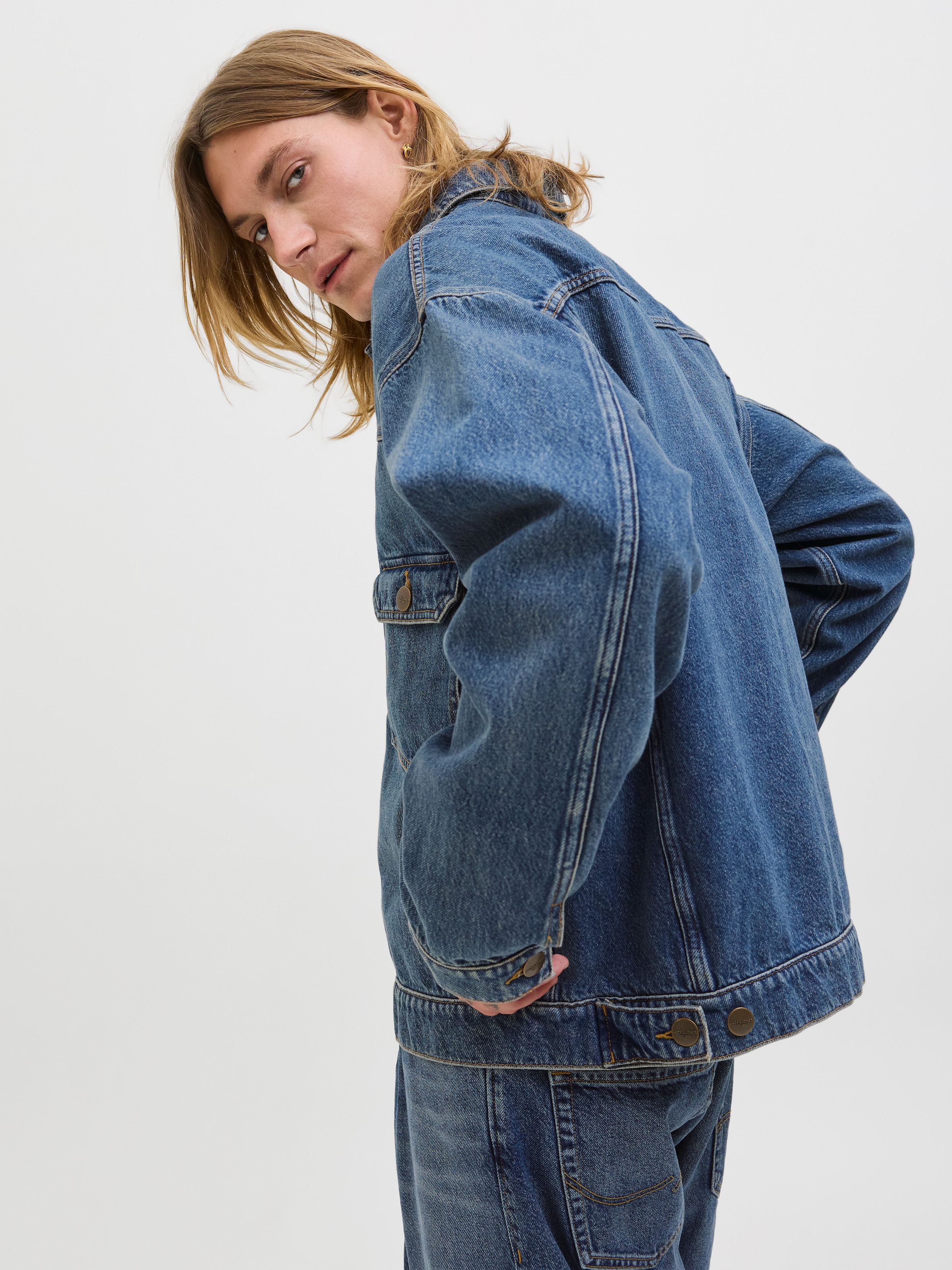 Jack & Jones Jeansjacke »JJIMILES JACKET SQ 439 NOOS« mit Fly-Away-Kragen