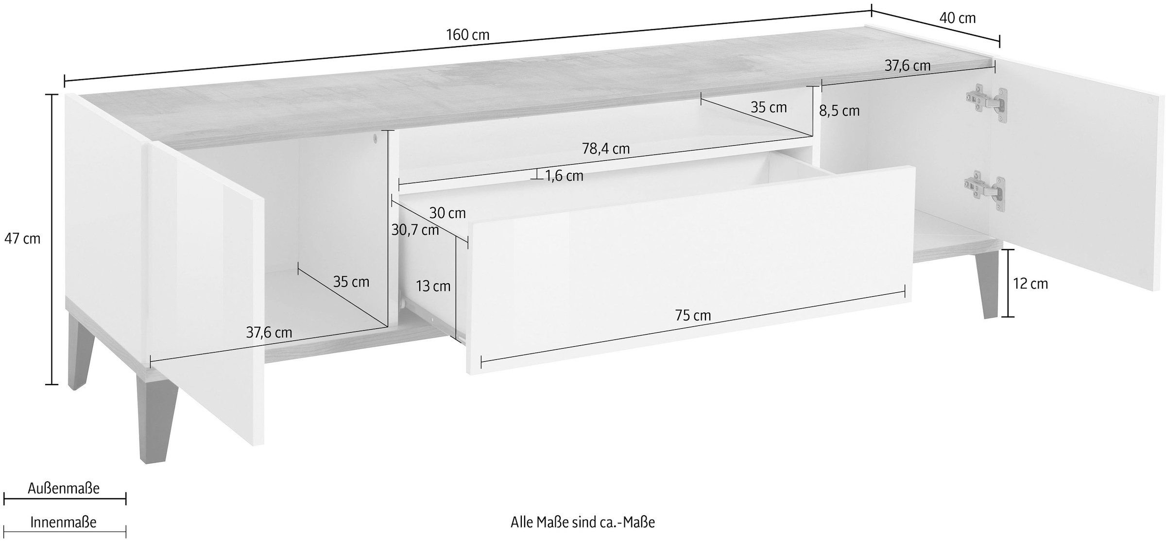 INOSIGN Lowboard »SunriseTV-Board, TV-Schrank«, Breite 160 cm