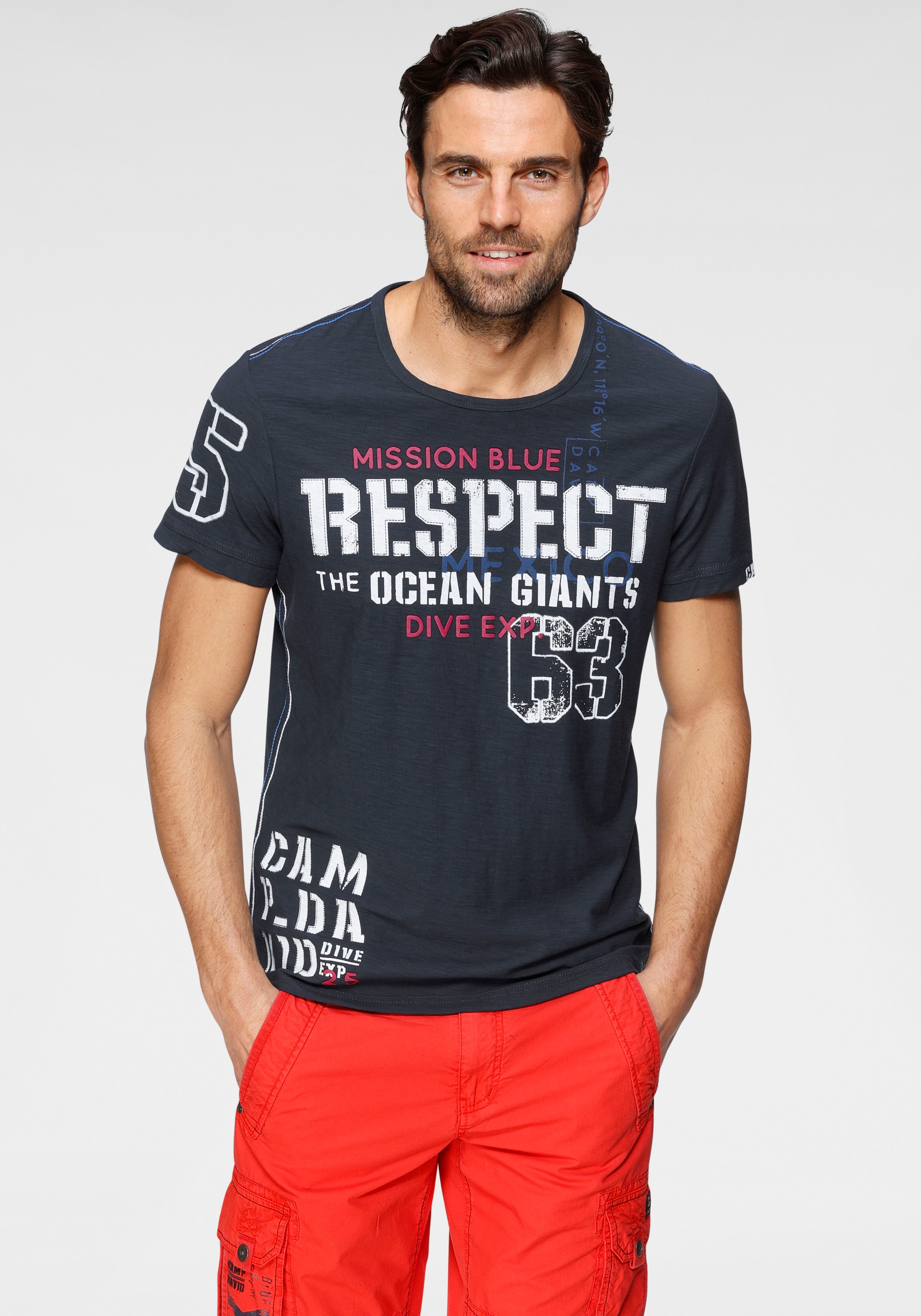 Image of CAMP DAVID T-Shirt, mit grossem Frontprint bei Ackermann Versand Schweiz