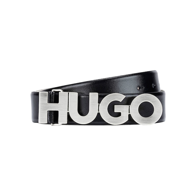 ♕ HUGO Ledergürtel, mit Logo-Schliesse versandkostenfrei bestellen