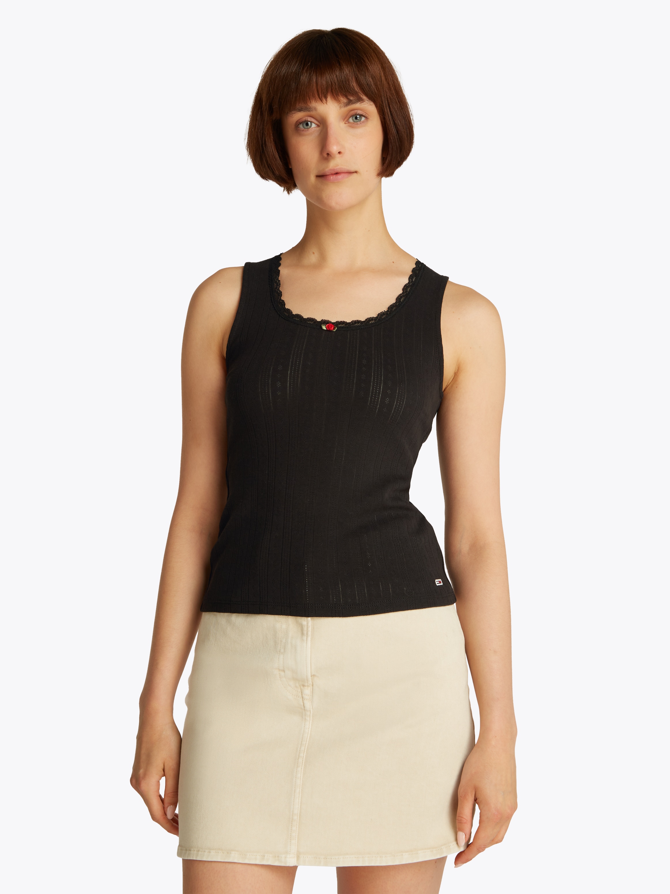 Image of Tommy Jeans Tanktop "TJW SLIM POINTELLE TANK TOP" mit Spitze, mit Lochmuster