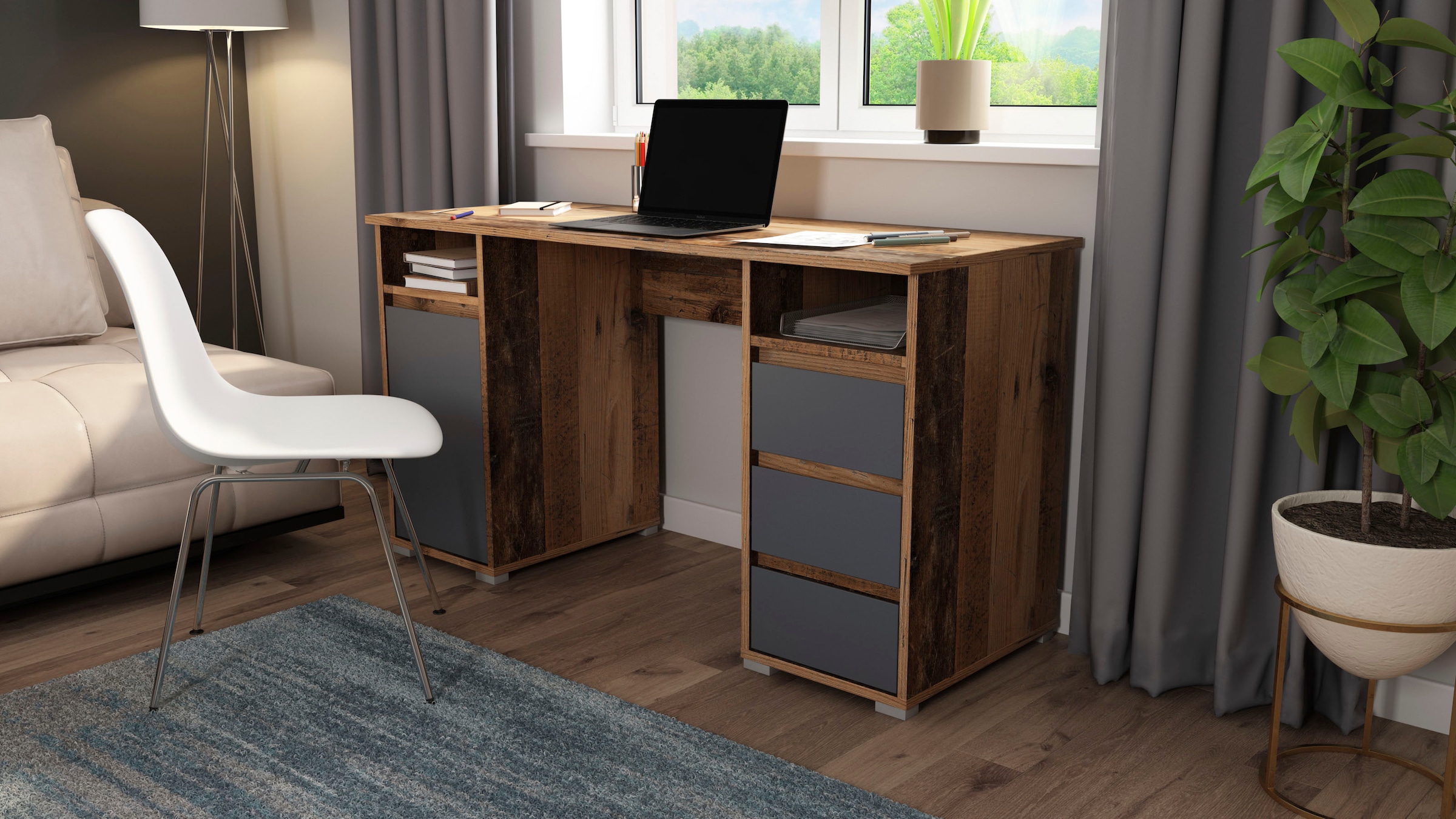 byLIVING Schreibtisch »Lobo«, Breite 138 cm, Computertisch mit Schubladen, im modernen Design