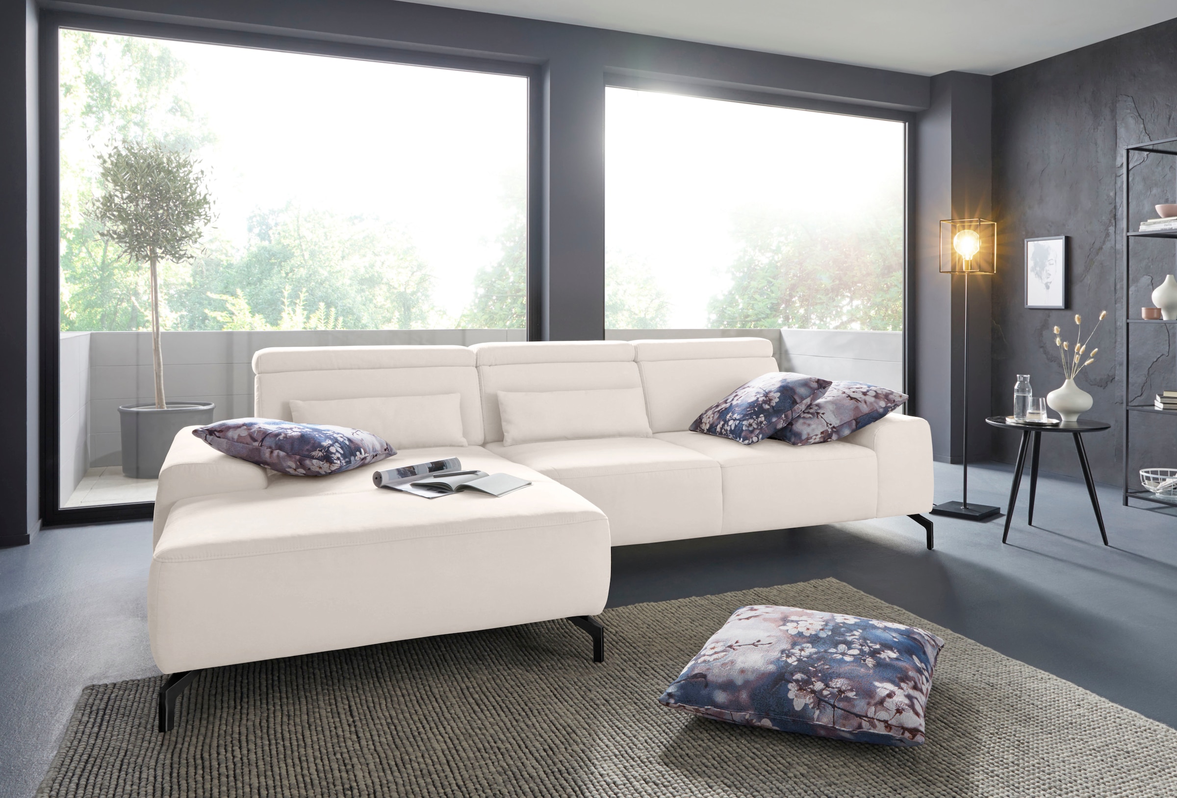 sit&more Ecksofa »Gizeh L-Form«, Fusshöhe 15 cm, inklusive Sitztiefenverstellung und Kopfteilverstellung